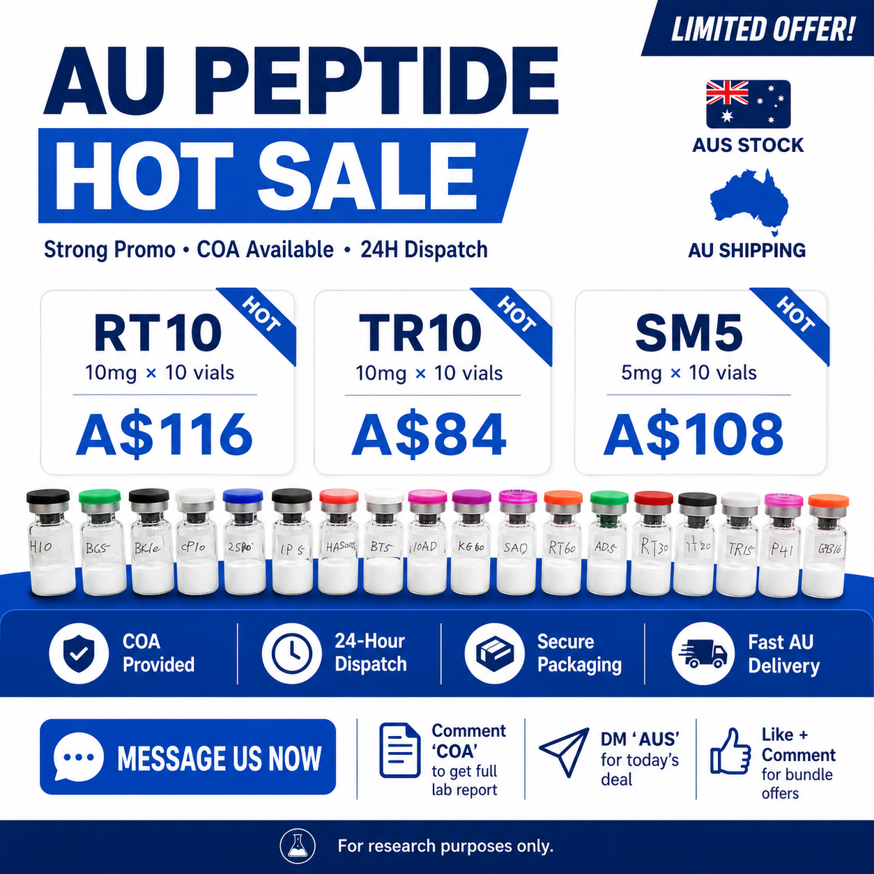 RT World Facebook ad: AU Peptide Hot Sale | Limited Offer Today!