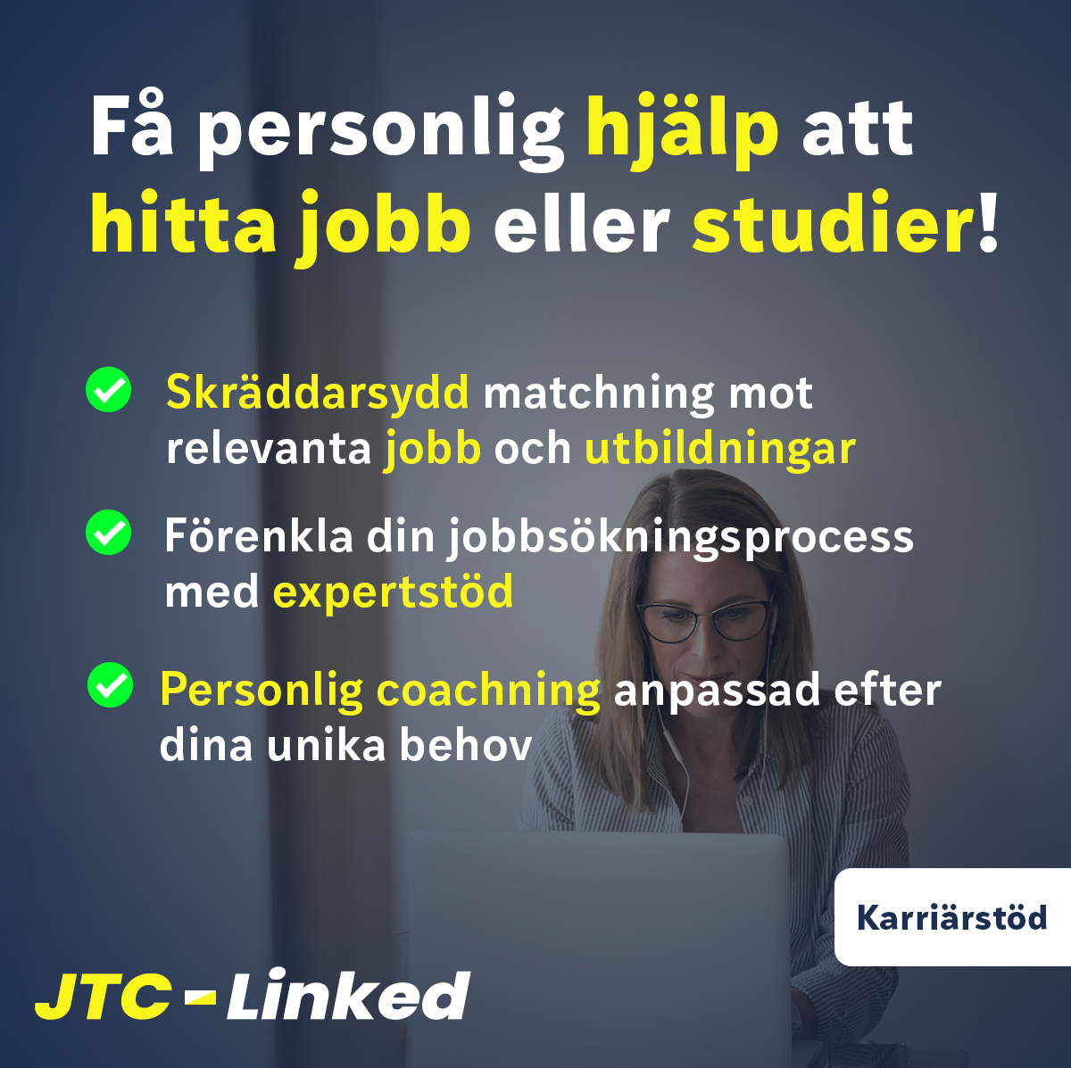 JTC Career Coaching Sverige Facebook ad from Nov 11, 2025