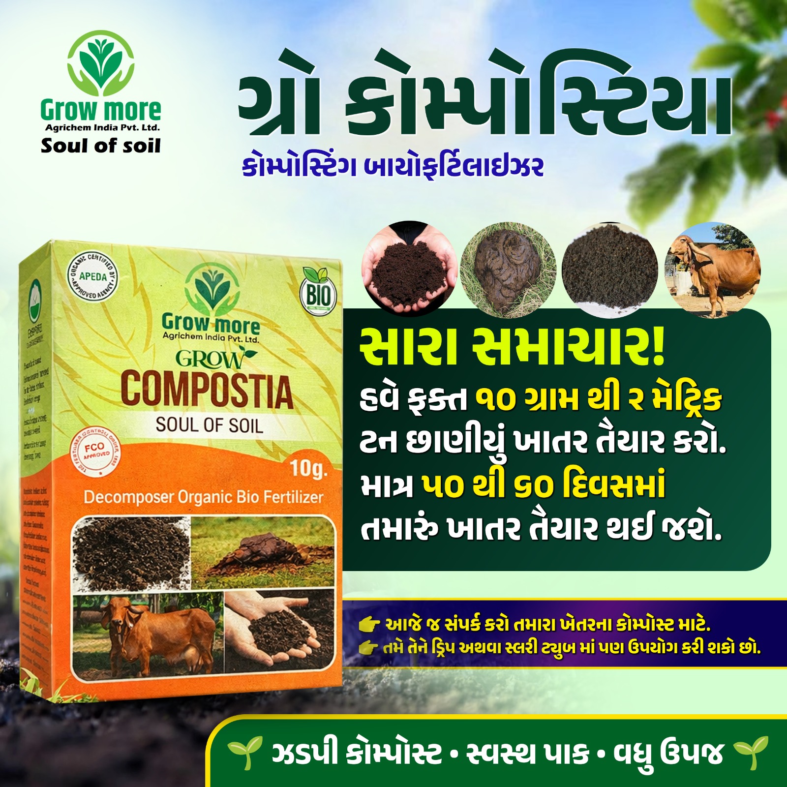 Grow More Agrichem India Pvt. Ltd. Facebook ad: ખેતરમાં નુકસાન, ખર્ચ અને ઓછું ઉત્પાદન?