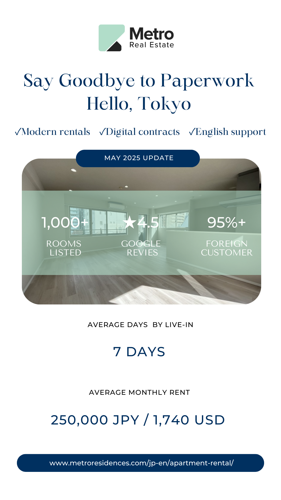 MetroResidences メトロレジデンス Facebook ad: Renting in Tokyo?