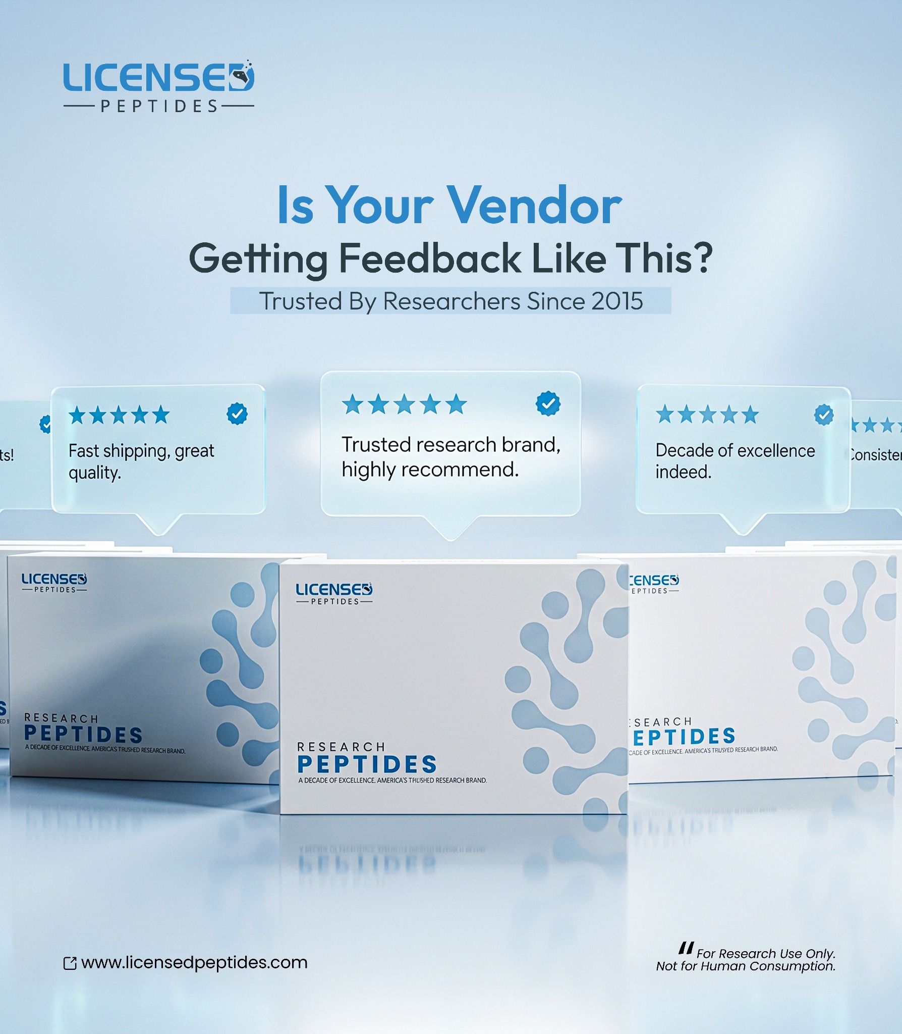 LicensedPeptides.com Facebook ad: You’ve Done The Research. Stop.