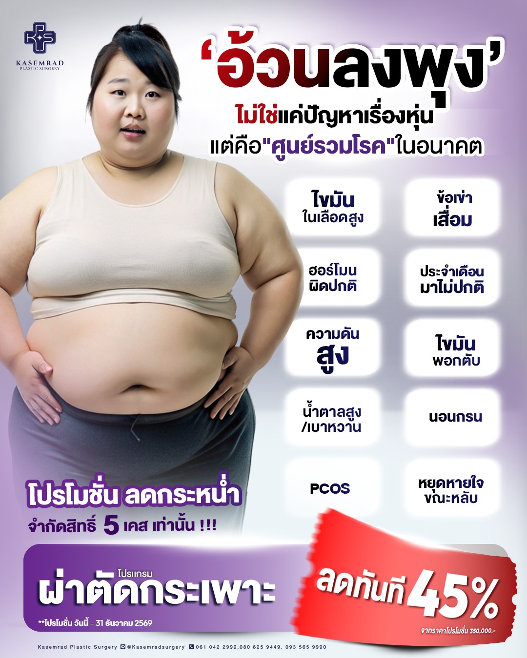 KPS Kasemrad Plastic Surgery Facebook ad: โอกาสสุดท้ายของปี รับอีก 5 เคสเท่านั้น