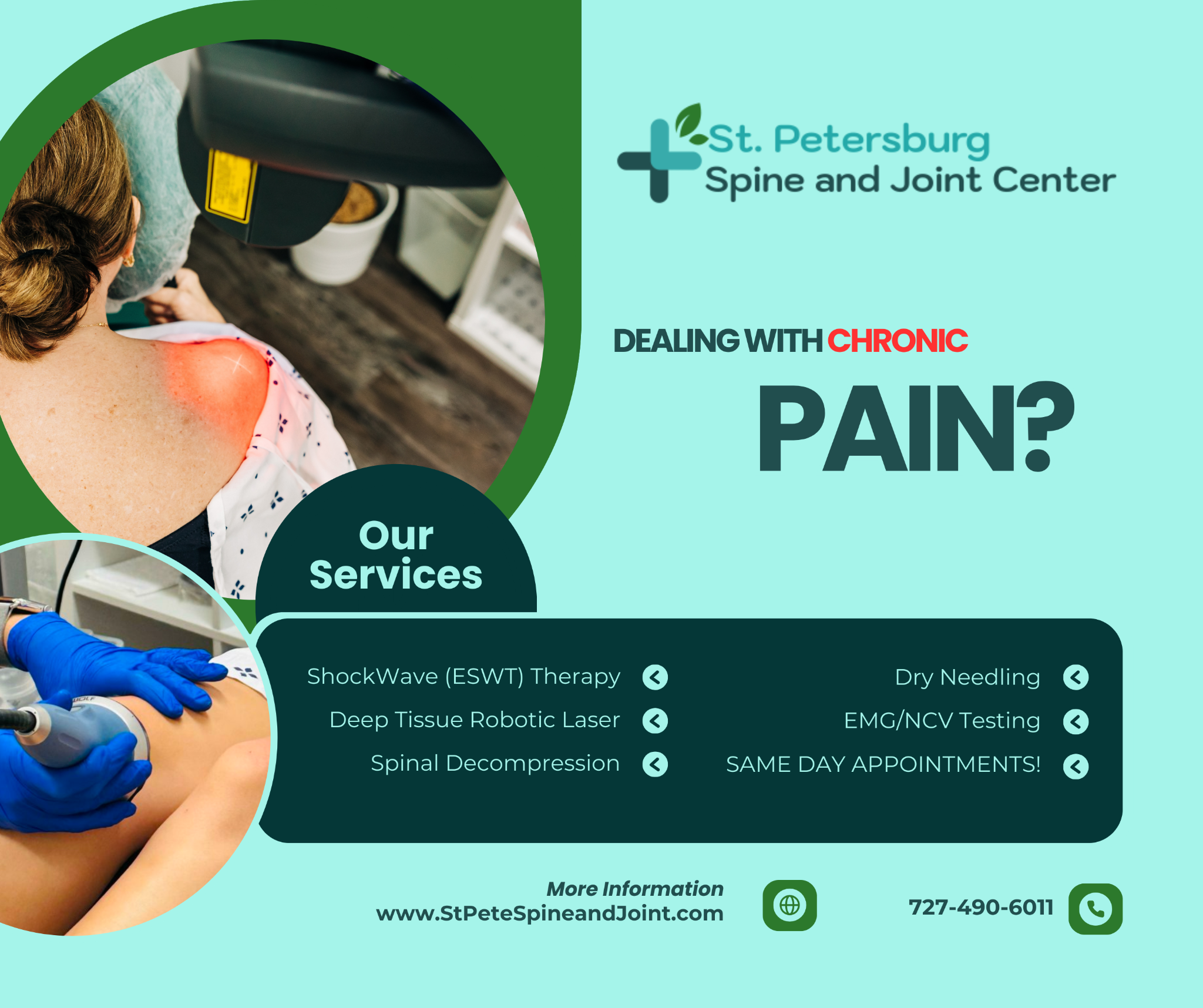 St. Petersburg Spine and Joint Center Facebook ad: Chronic Knee Pain?