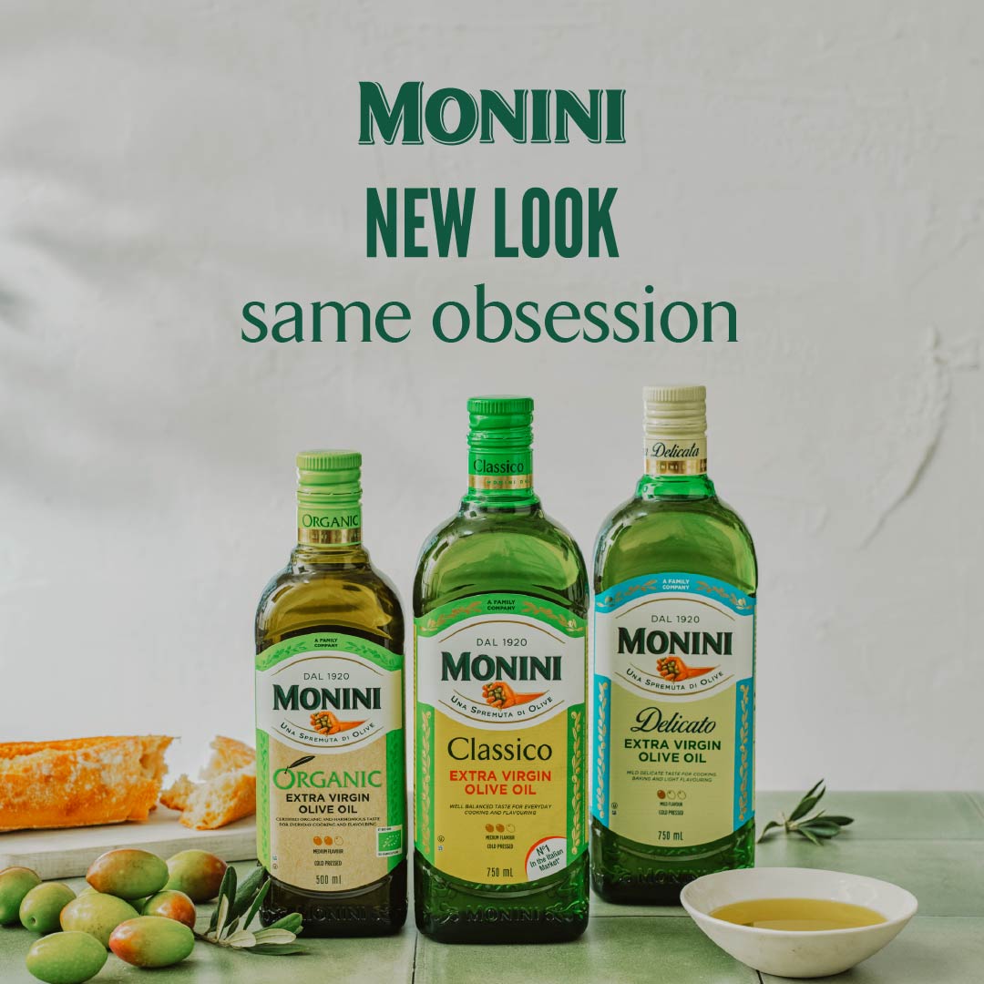 Monini Australia Facebook ad: Our bottles have had a refresh, designed to…
