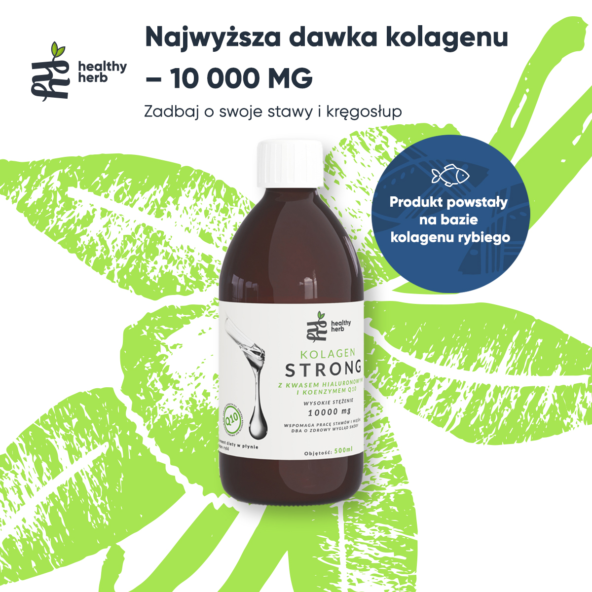 Healthy Herb Facebook ad: Najmocniejszy kolagen rybi w płynie