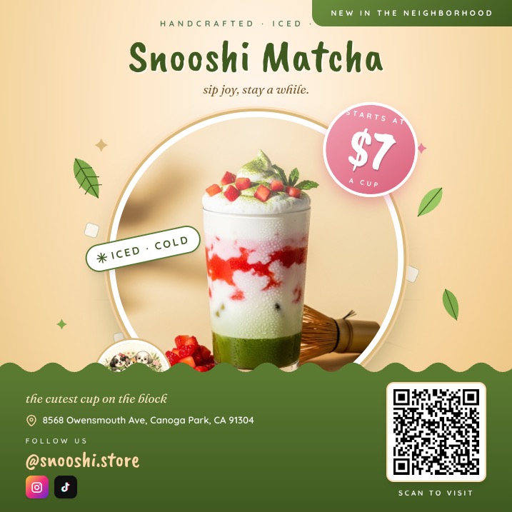 snooshi_matcha Facebook ad: Today -- come and sip with us We're…