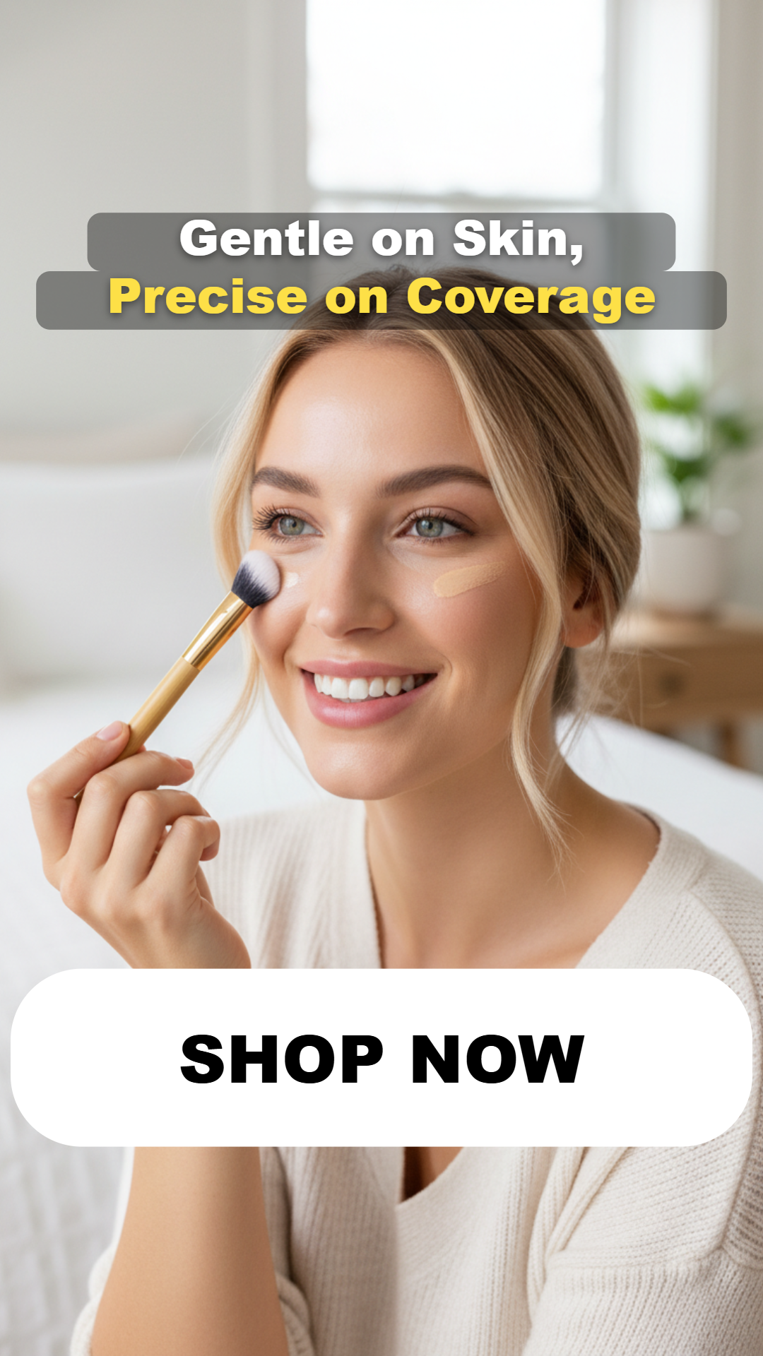 Alina Eremina Facebook ad: Concealer paw brush - angled for seamless application