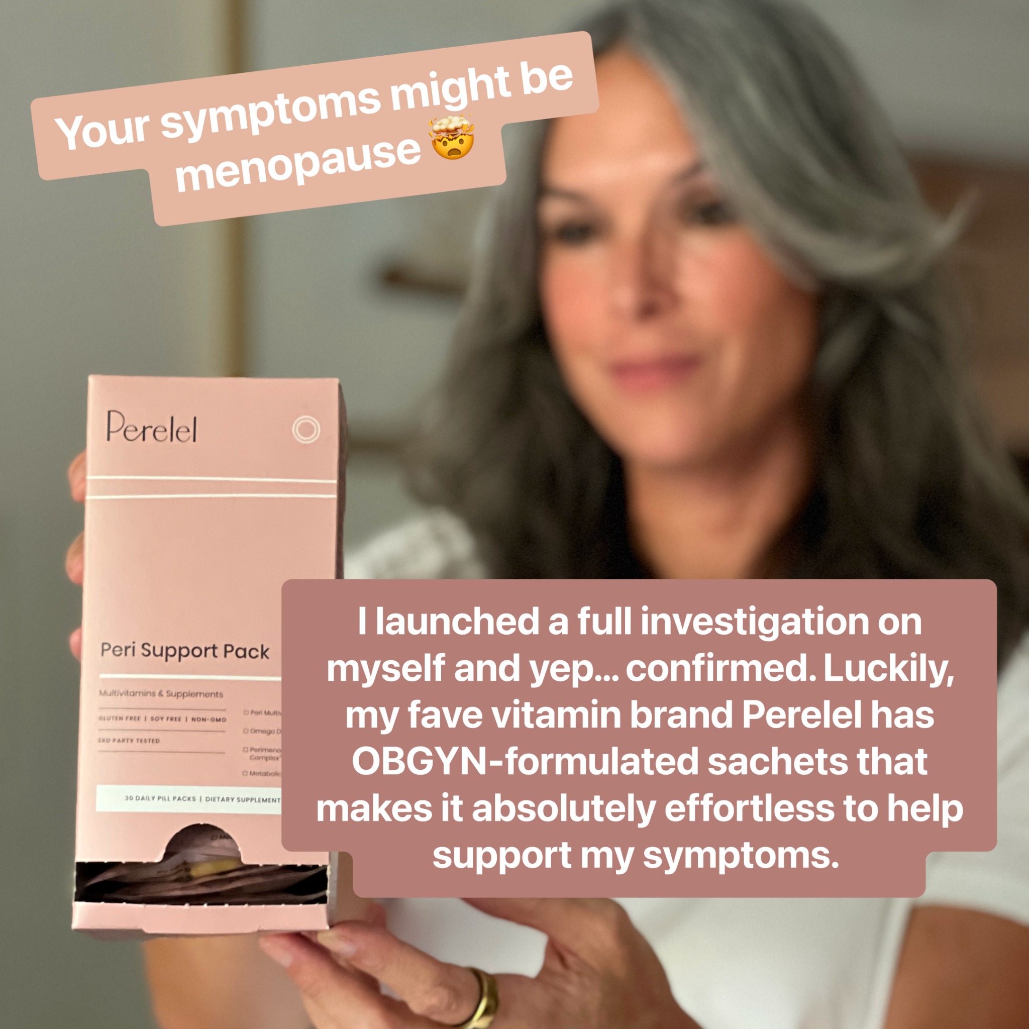 The New Knew Facebook ad: Peri support for constantly changing hormones