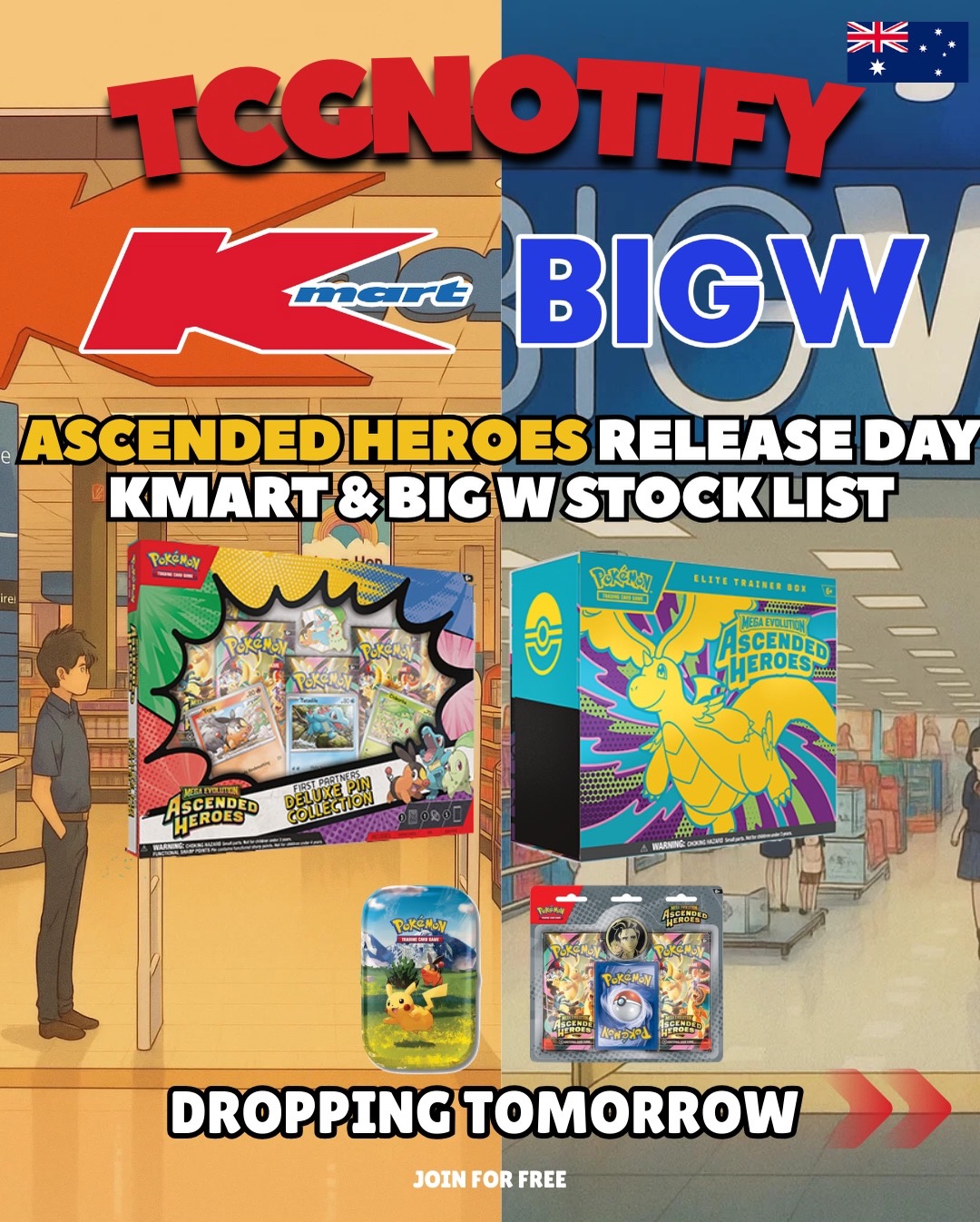 tcg.notify Facebook ad: Stores across Australia are Dropping Pokemon Ascended…