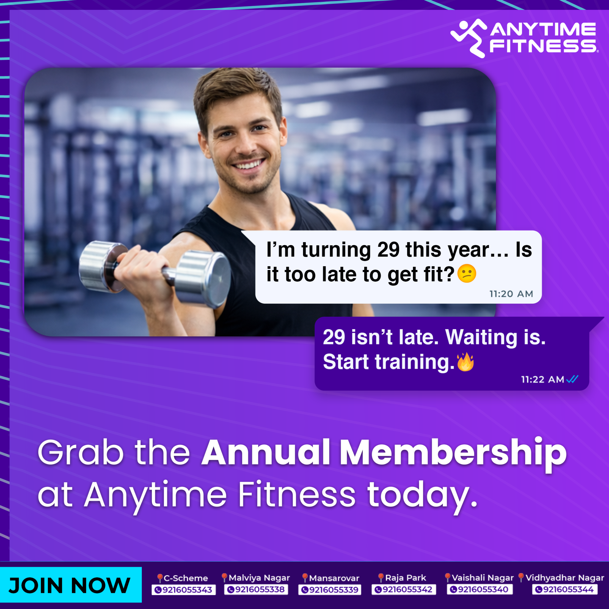 Anytime Fitness India Facebook ad: Join Anytime Fitness Jaipur