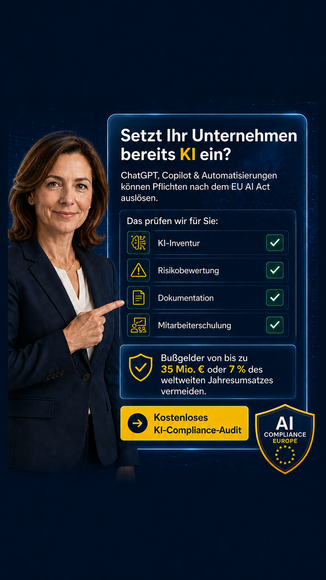 AI Compliance Europe Facebook ad: KI im Einsatz? Compliance kostenlos prüfen