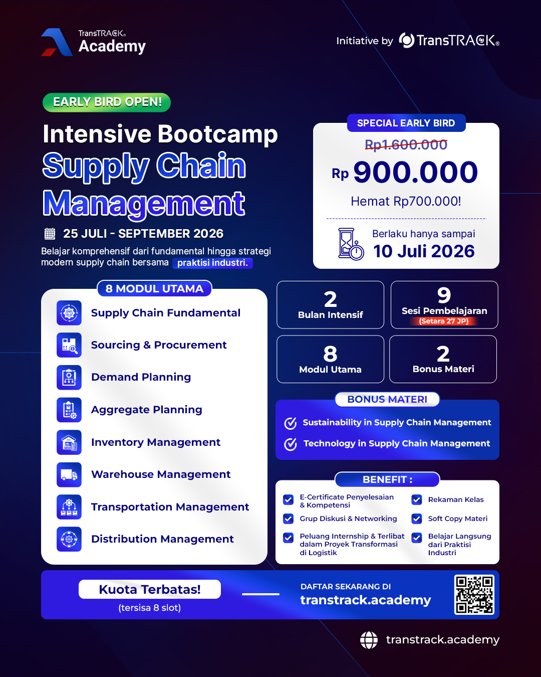 Transtrack Academy Facebook ad: EARLY BIRD OPEN: HEMAT Rp700.000!