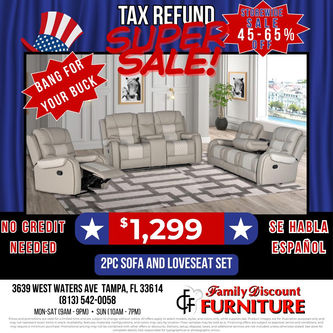 Family Discount Furniture Waters Facebook ad: TAX REFUND SUPER SALE