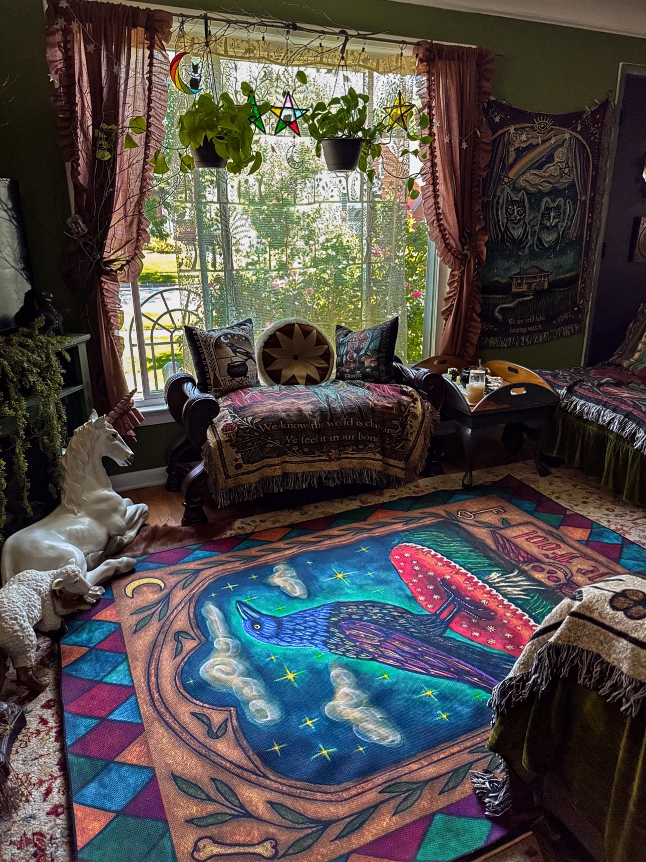 The Macabre Magpie Facebook ad: My Grackle Fool Underfoot Folk Tale (art rug)…
