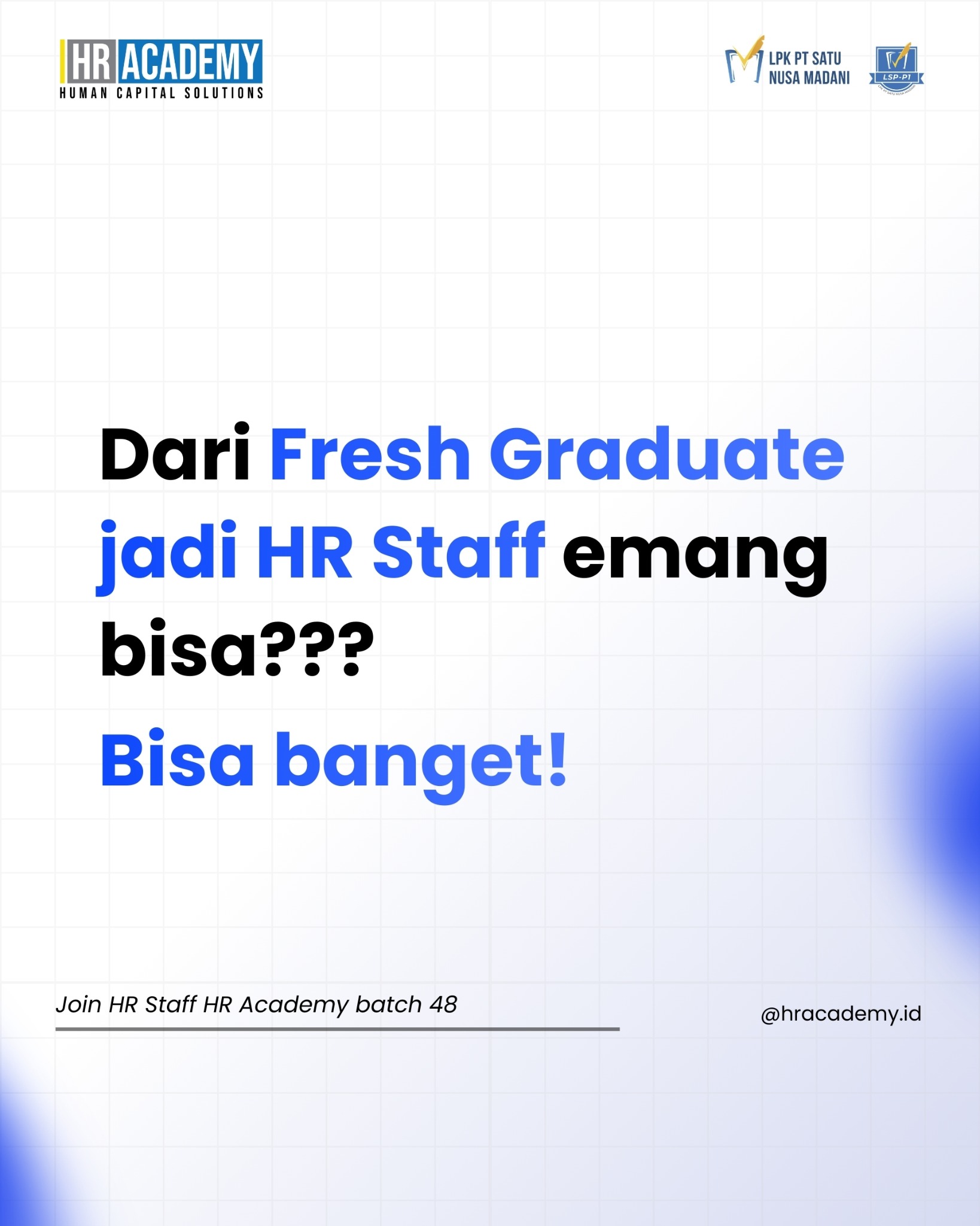HR Academy ID Facebook ad: Kamu Fresh Graduate, dan mau kerja sebagai HR…