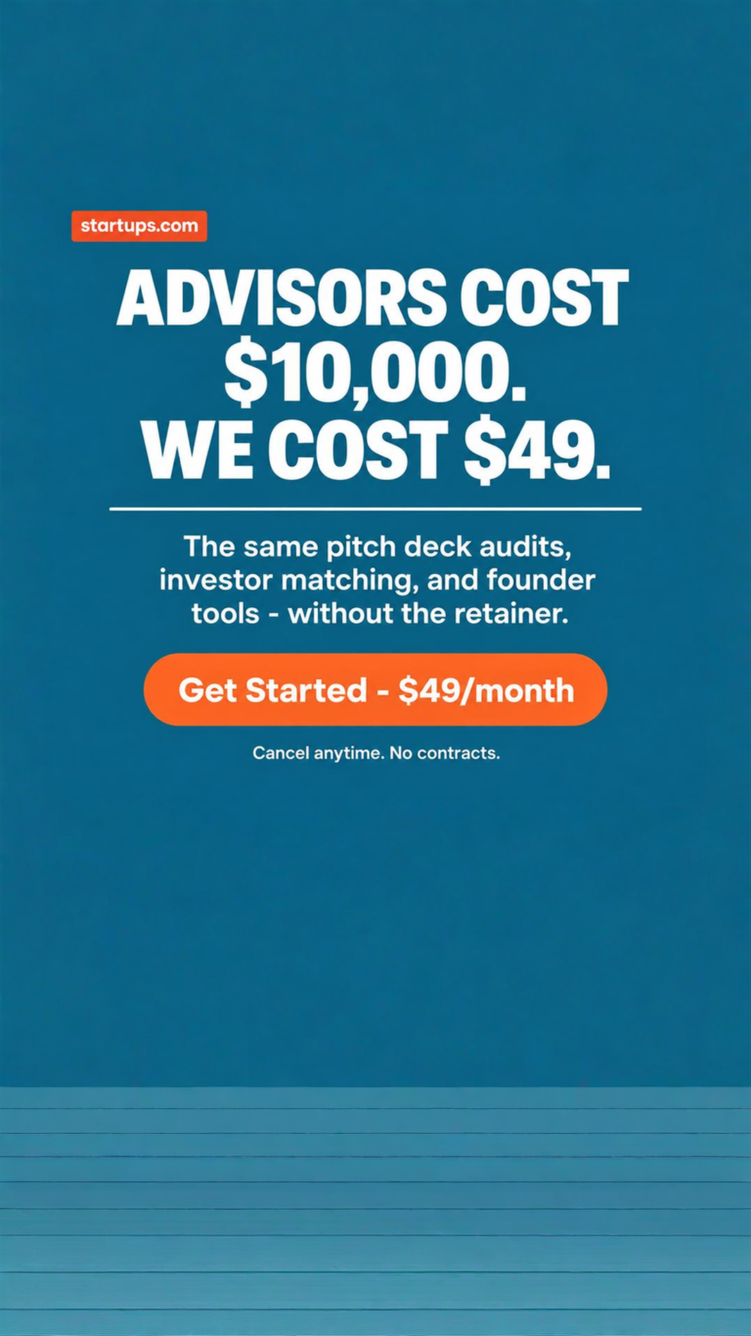 Startups.com Facebook ad: Founder Tools - $49/month