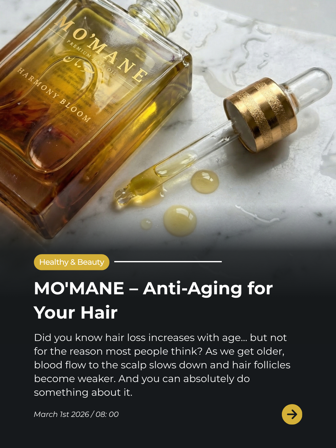 Mo'mane Facebook ad: Healthy hair starts with a healthy scalp.