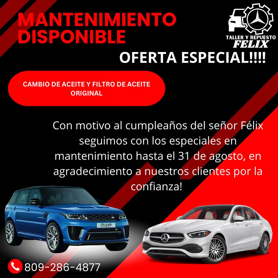 Repuestoyserviciofelix Facebook ad: -En taller y repuesto Félix seguimos pensando en…