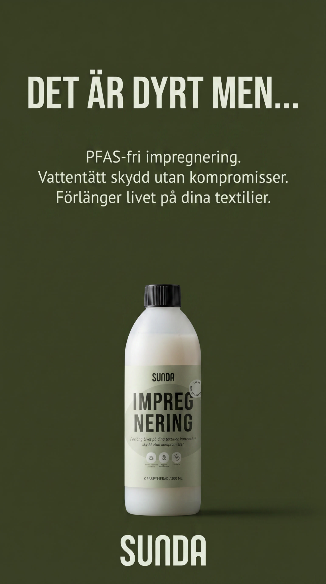 Sunda Facebook ad: En impregnering. Alla plagg.