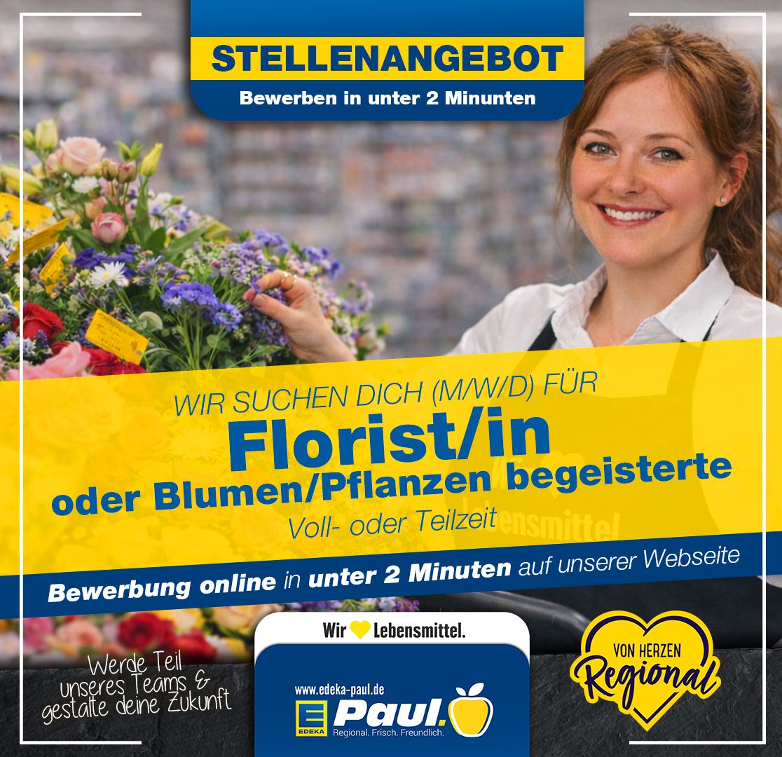 EDEKA Paul Facebook ad: Floristin / Florist gesucht in Steinfeld &…