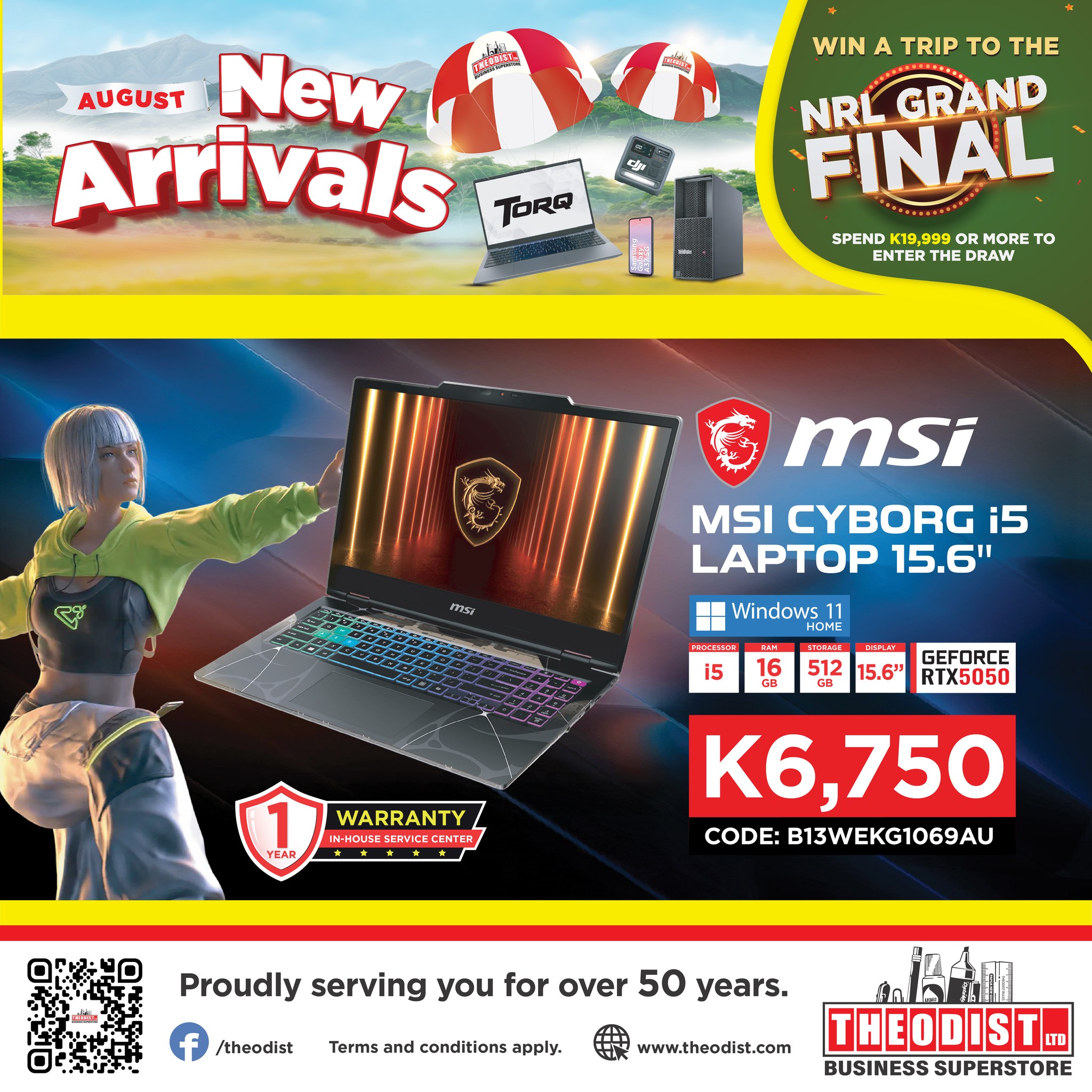 Theodist Facebook ad: AUGUST NEW ARRIVAL: MSI CYBORG 15.6