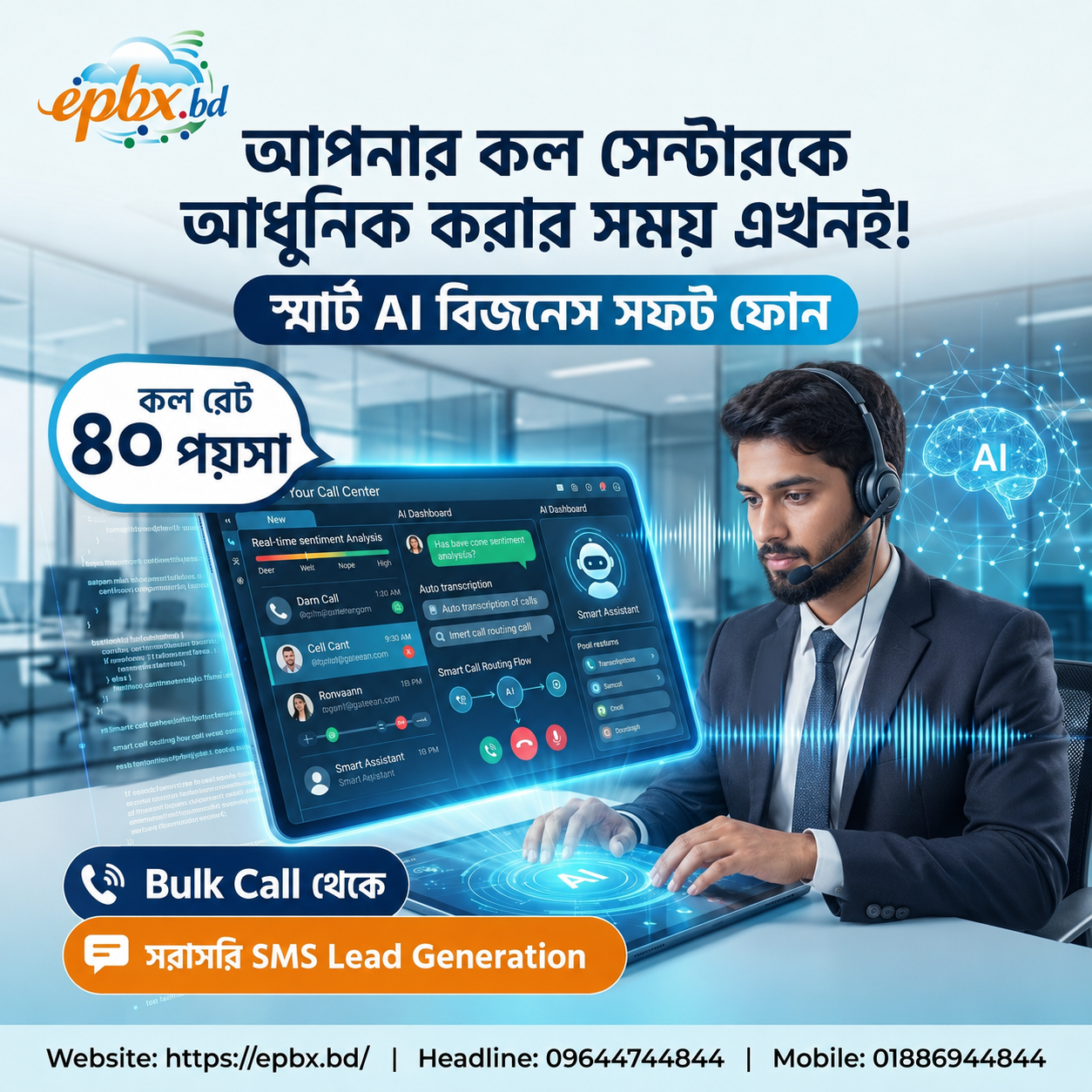 epbx.bd Facebook ad: Bulk Call থেকে সরাসরি SMS ও Lead Generation