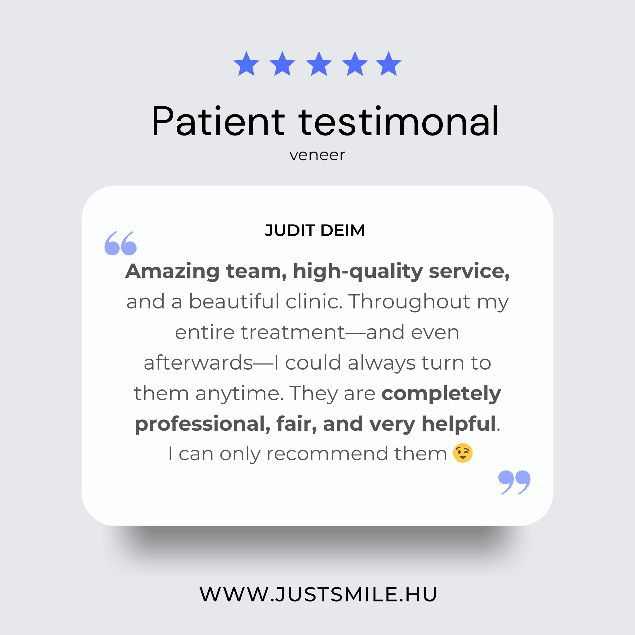 JustSmile Facebook ad: Real reviews, genuine smiles