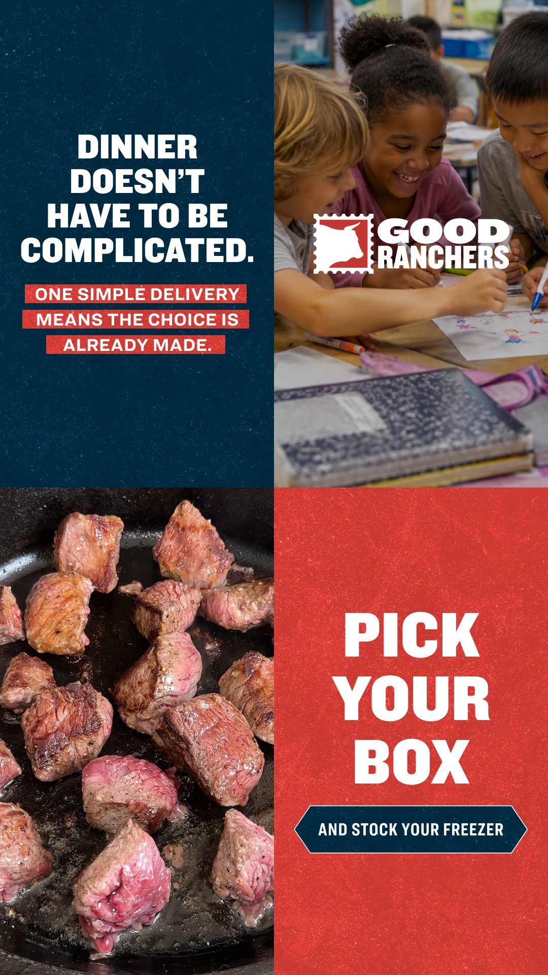 Good Ranchers Facebook ad: Premium Meats, Right At Home.