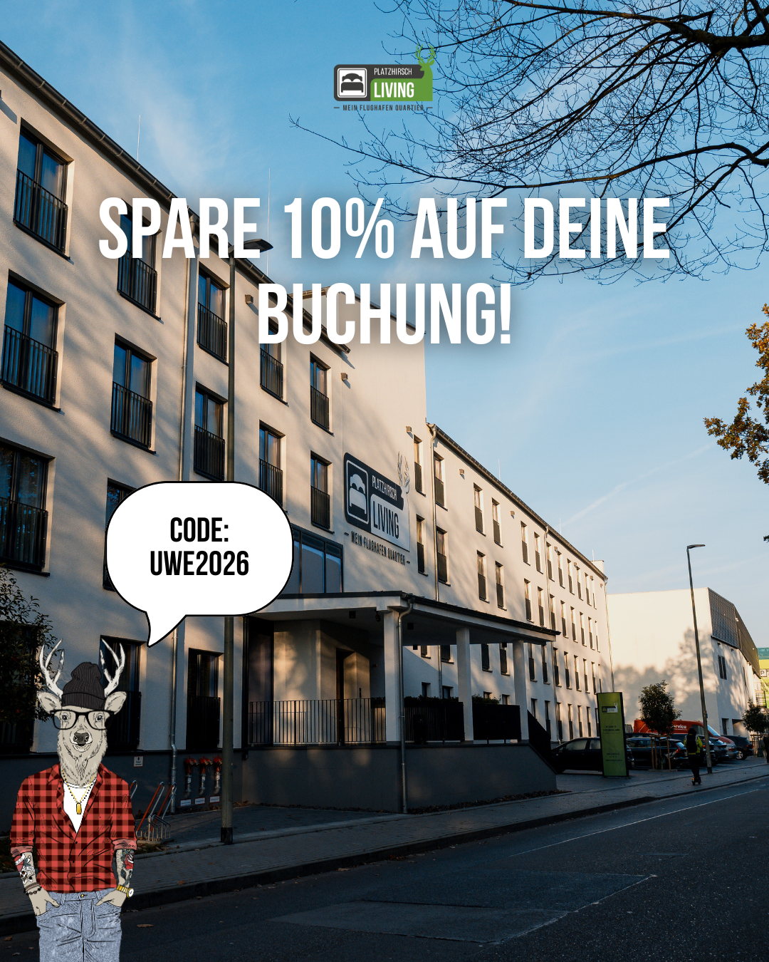 Platzhirsch Frankfurt FRA Facebook ad: Code UWE2026 für 10% Rabatt