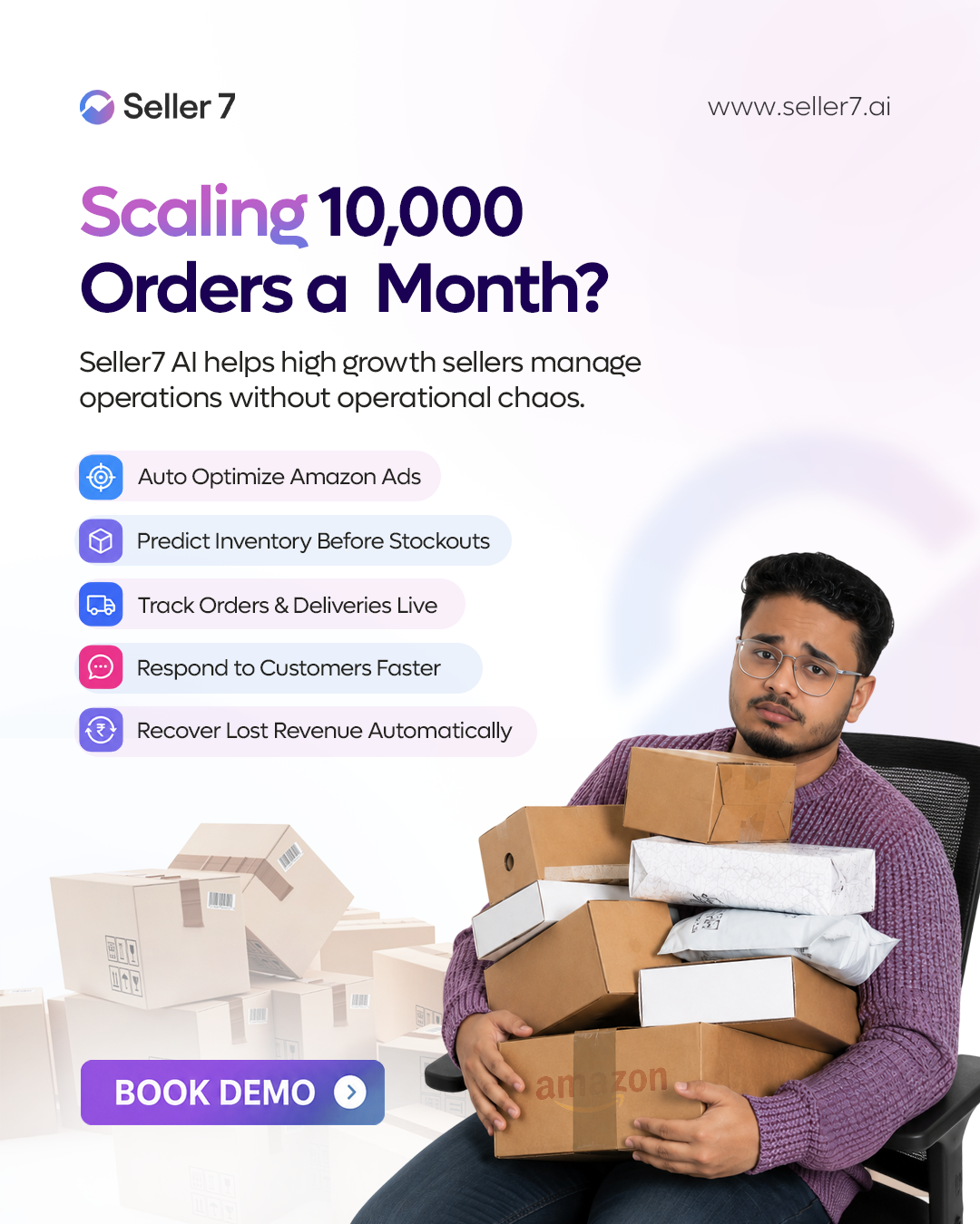 Seller7.ai Facebook ad: Scale without the operational chaos