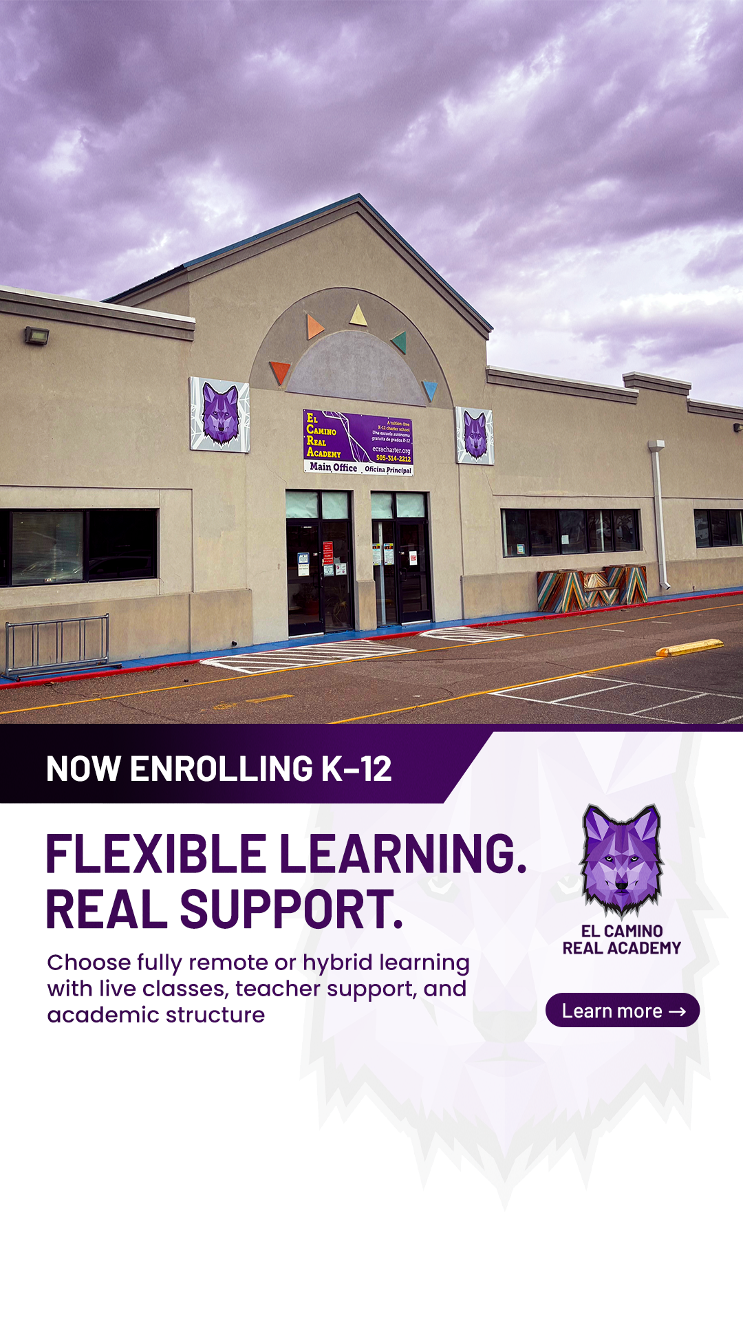 El Camino Real Academy Facebook ad: Enroll Today, Tuition Free