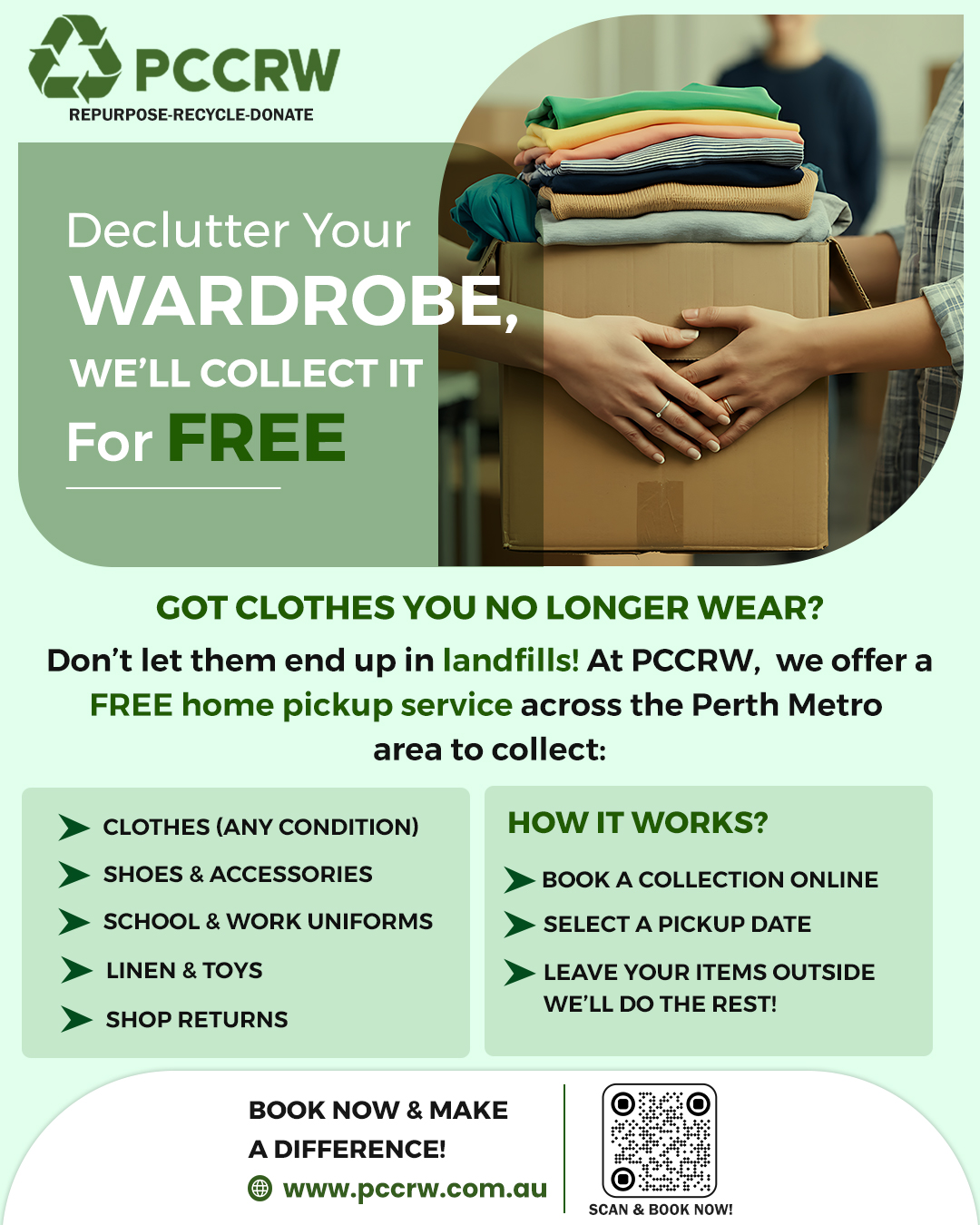Perth Community Clothing Recycling Wholesaler Facebook ad from Feb 25, 2025