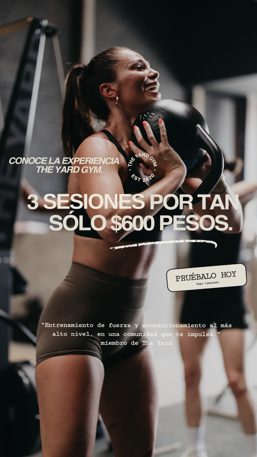 The Yard Gym Pedregal Facebook ad: 3 sesiones por tan sólo $600 pesos