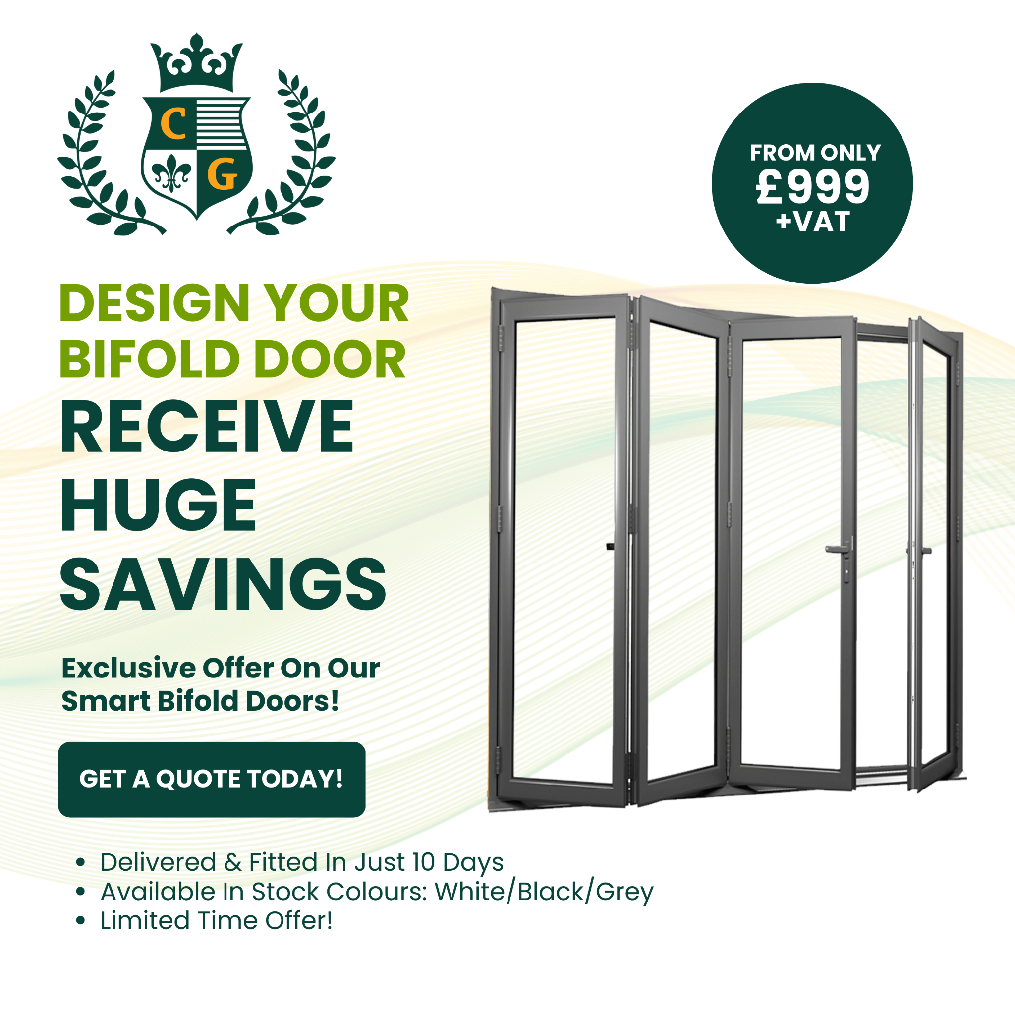 Chigwell Window Centre PLC - part of the Chigwell Group Facebook ad: Exclusive Offer On Our Smart Bifold Doors!