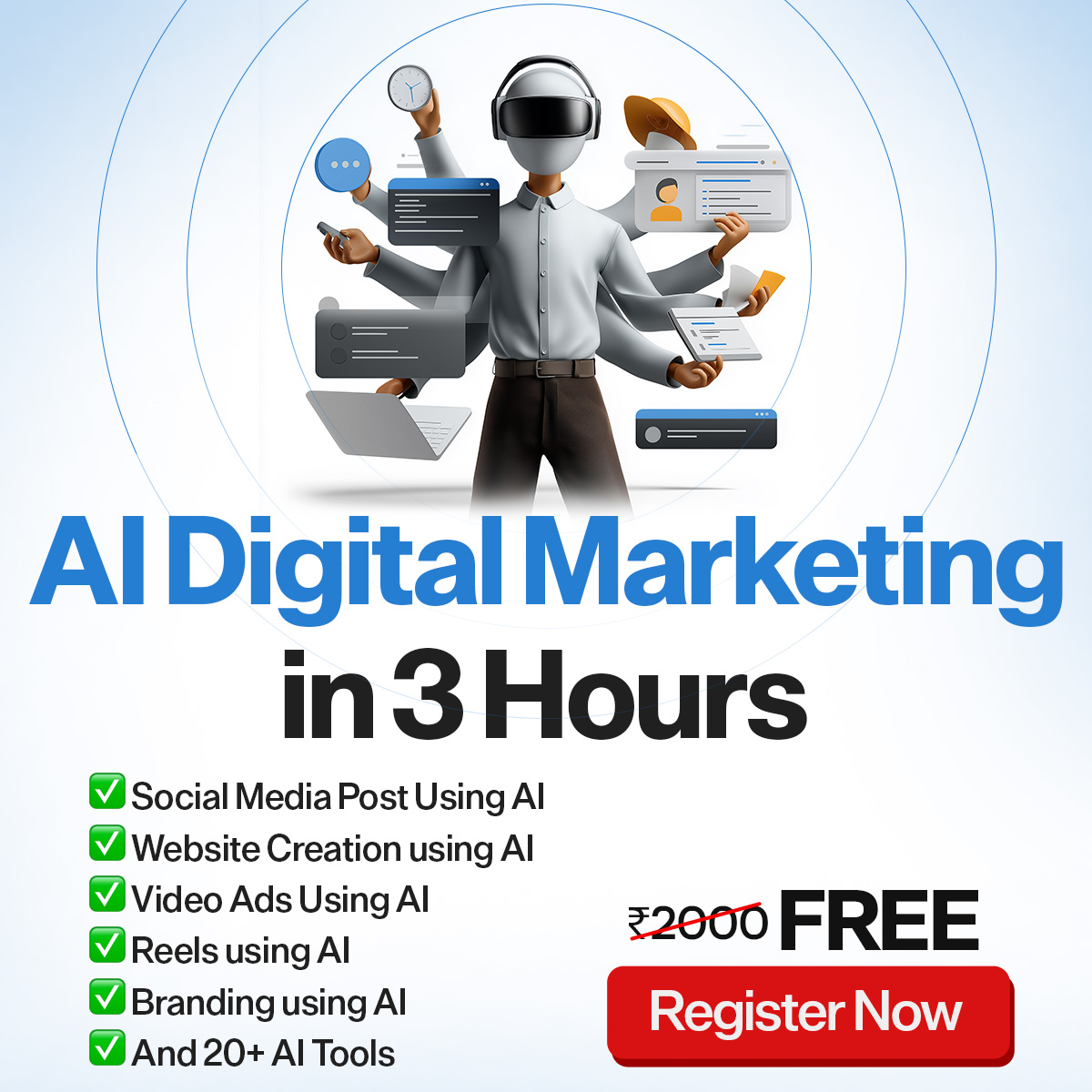 Navin Parmar Facebook ad: Free AI Workshop: Create Websites, Reels & Ads in Minutes!