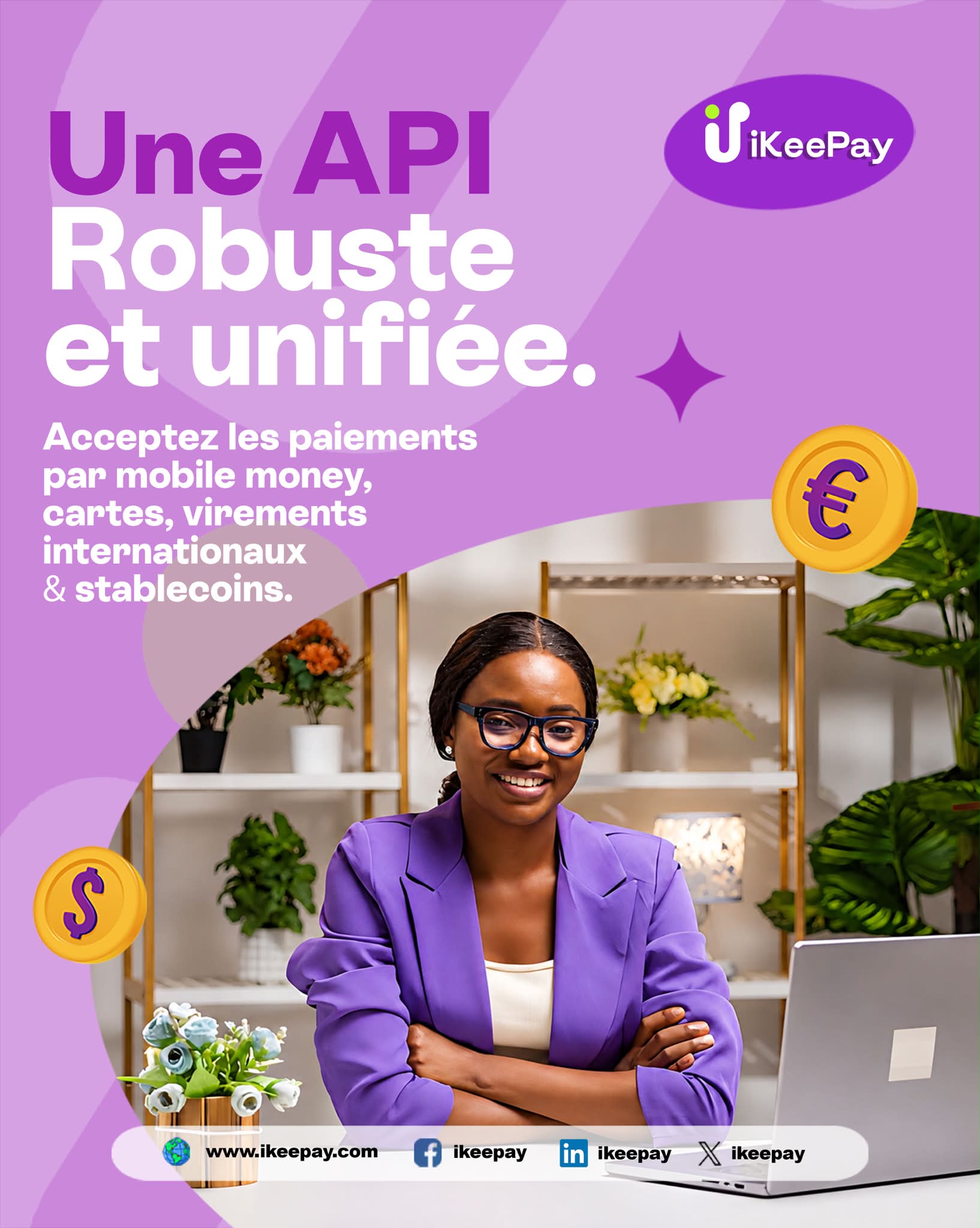Ikeepay Facebook ad: Une seule API.