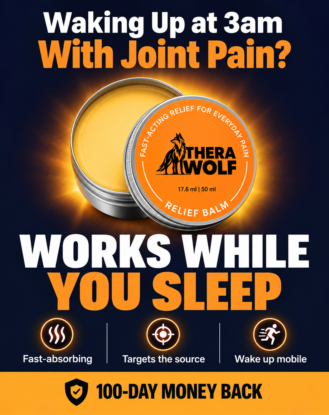 Therawolf-US Facebook ad: SOOTHING COMFORT BEFORE BED.