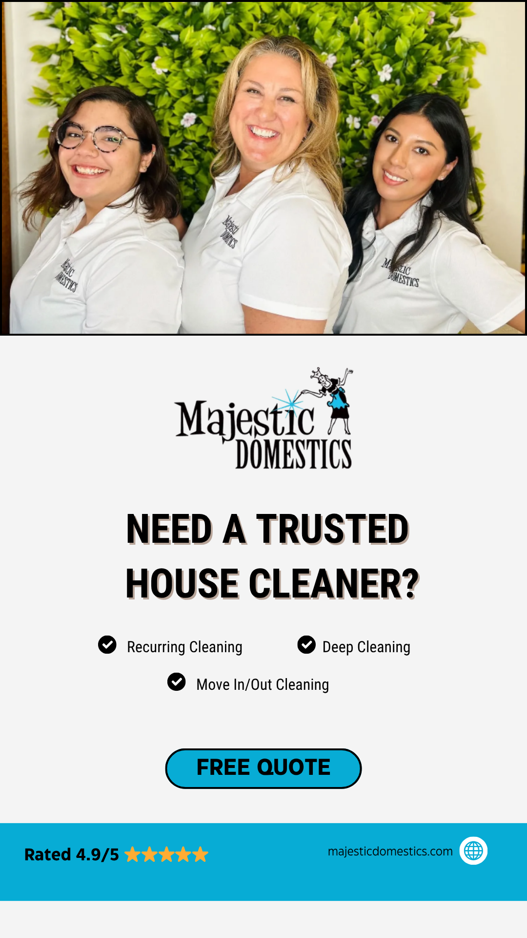 Majestic Domestics Cleaning Company Facebook ad