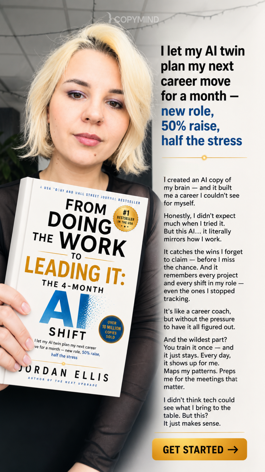 Copymind's money&career coach Facebook ad: Join thousands who've transformed their careers, their…