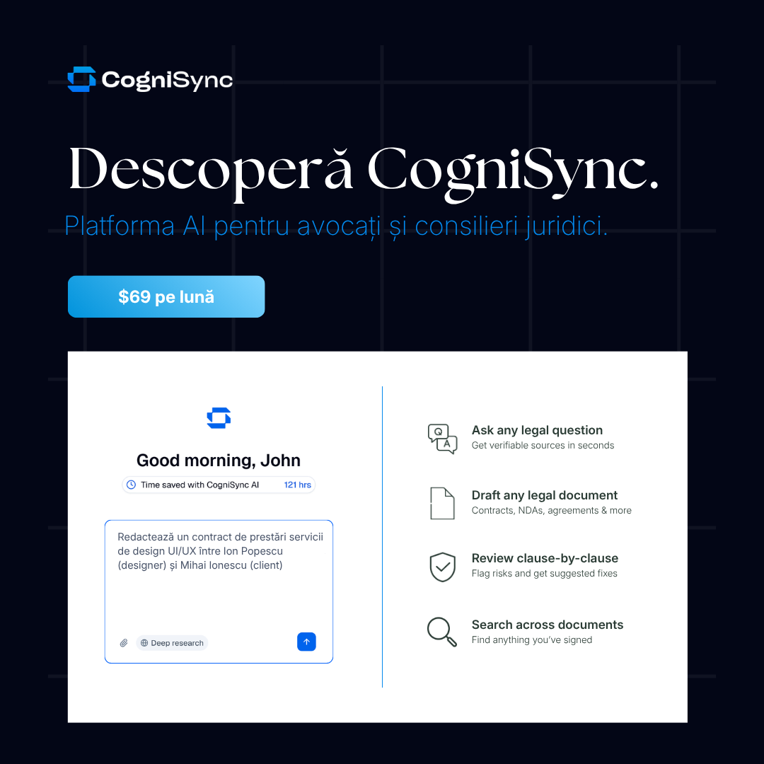 CogniSync AI Facebook ad: AI pentru avocați independenți, 69 USD/lună