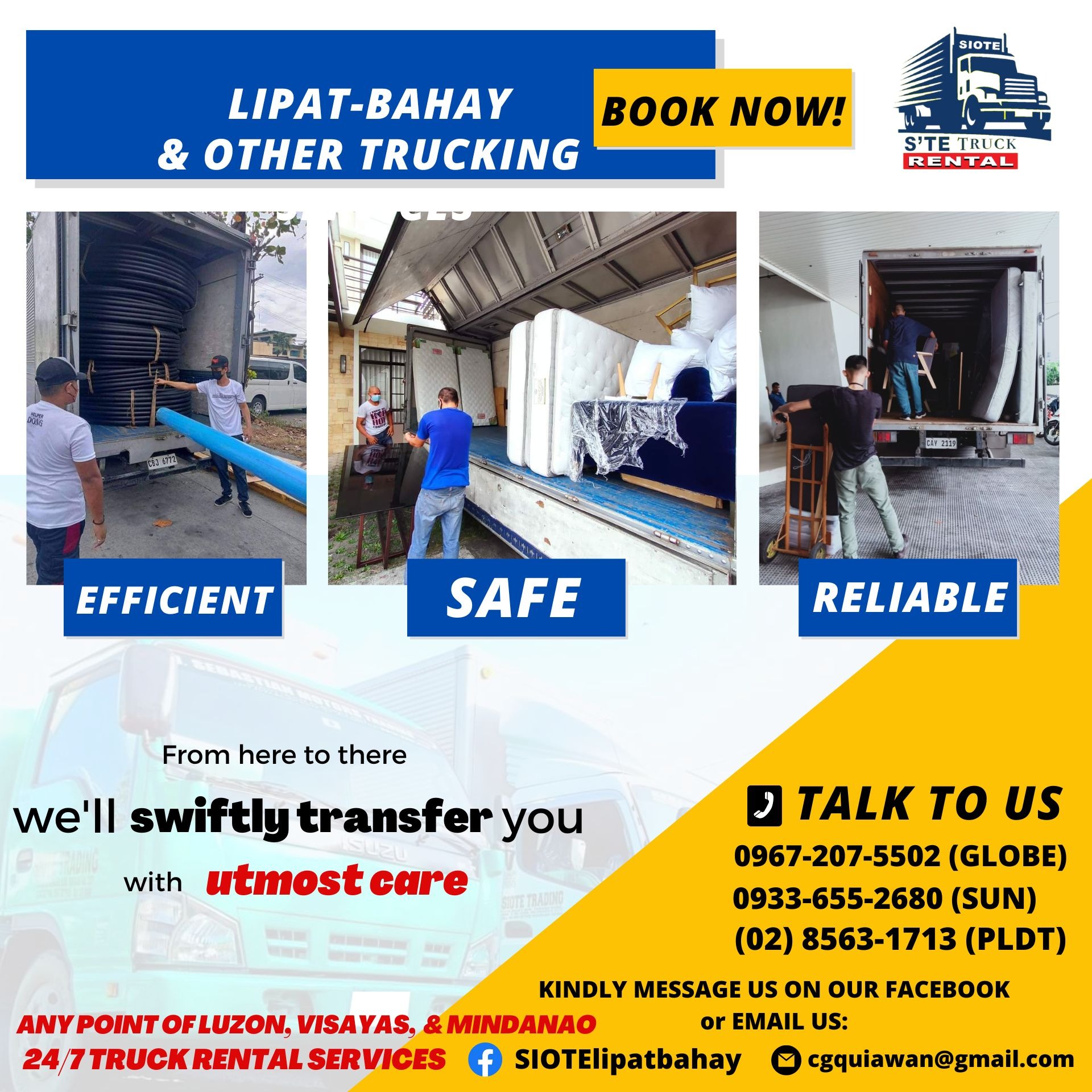 LIPAT BAHAY / Truck for hire Facebook ad: We take good care of your belongings from…