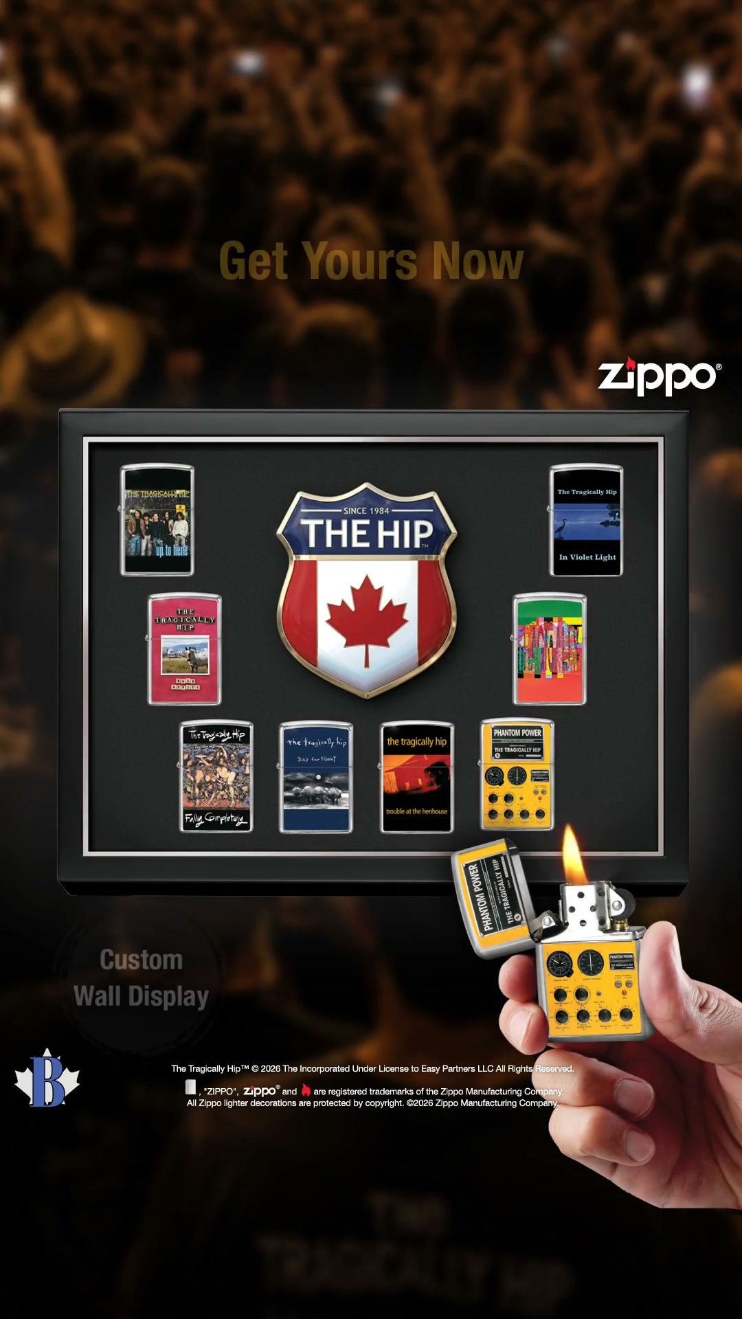 The Bradford Exchange Canada Facebook ad: The Tragically Hip Zippo Lighter Collection