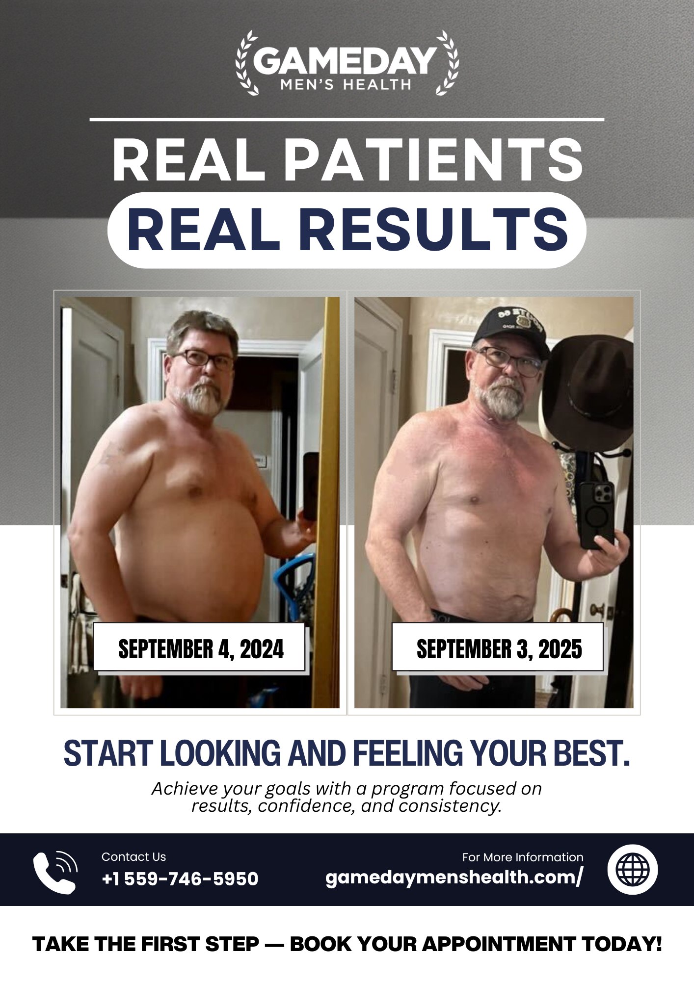 Gameday Men's Health Facebook ad: Real Patients. Real Results.