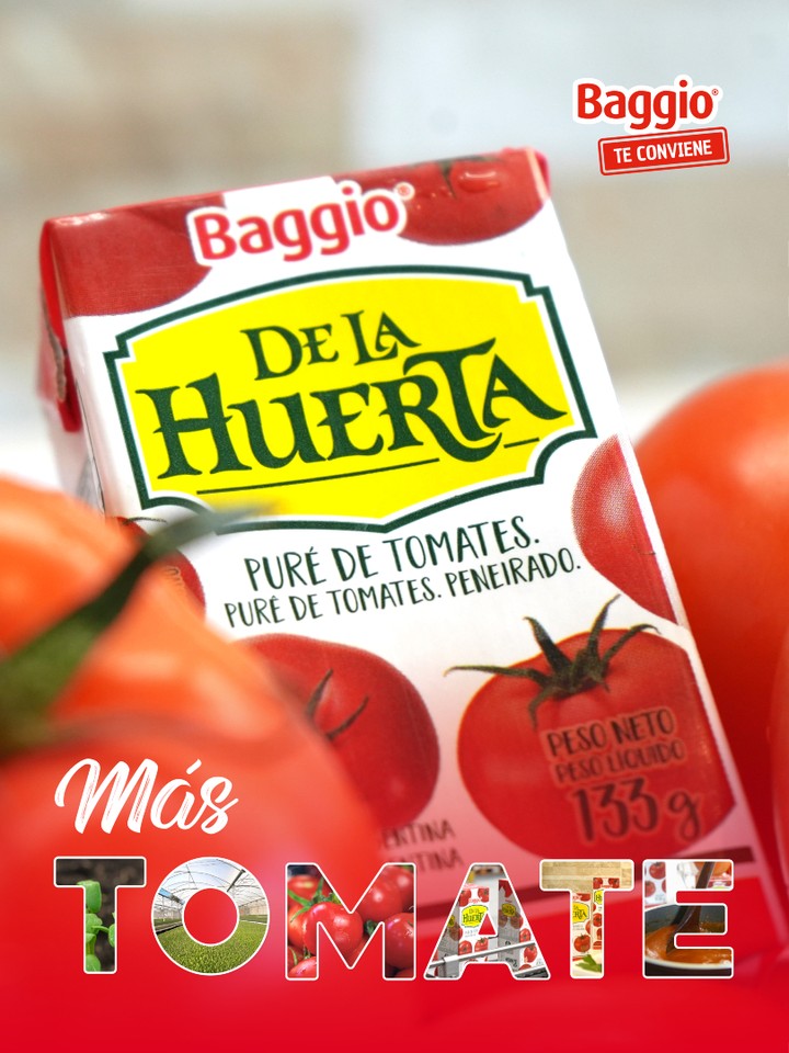 Baggio en tu vida Facebook ad: Puro tomate, puro sabor