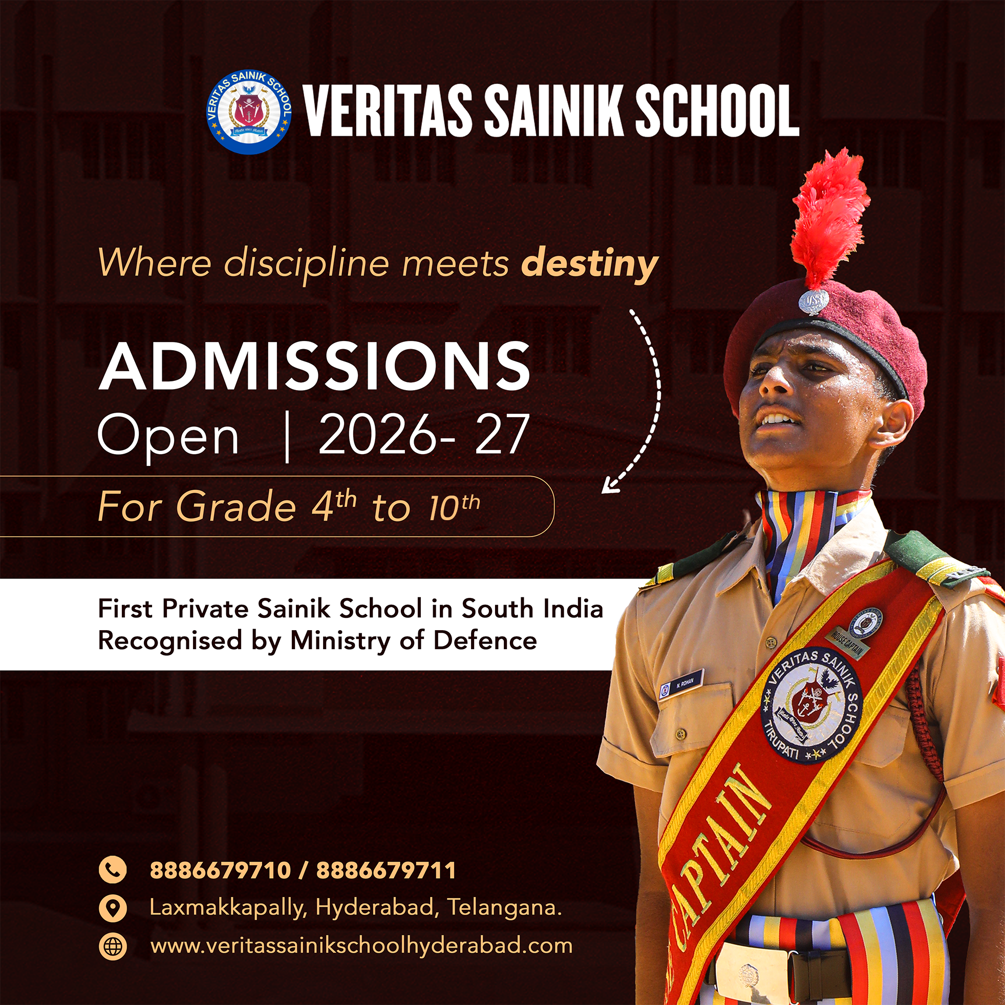 Veritas Sainik Schools - Hyderabad Facebook ad: Where Discipline Shapes Future Leaders