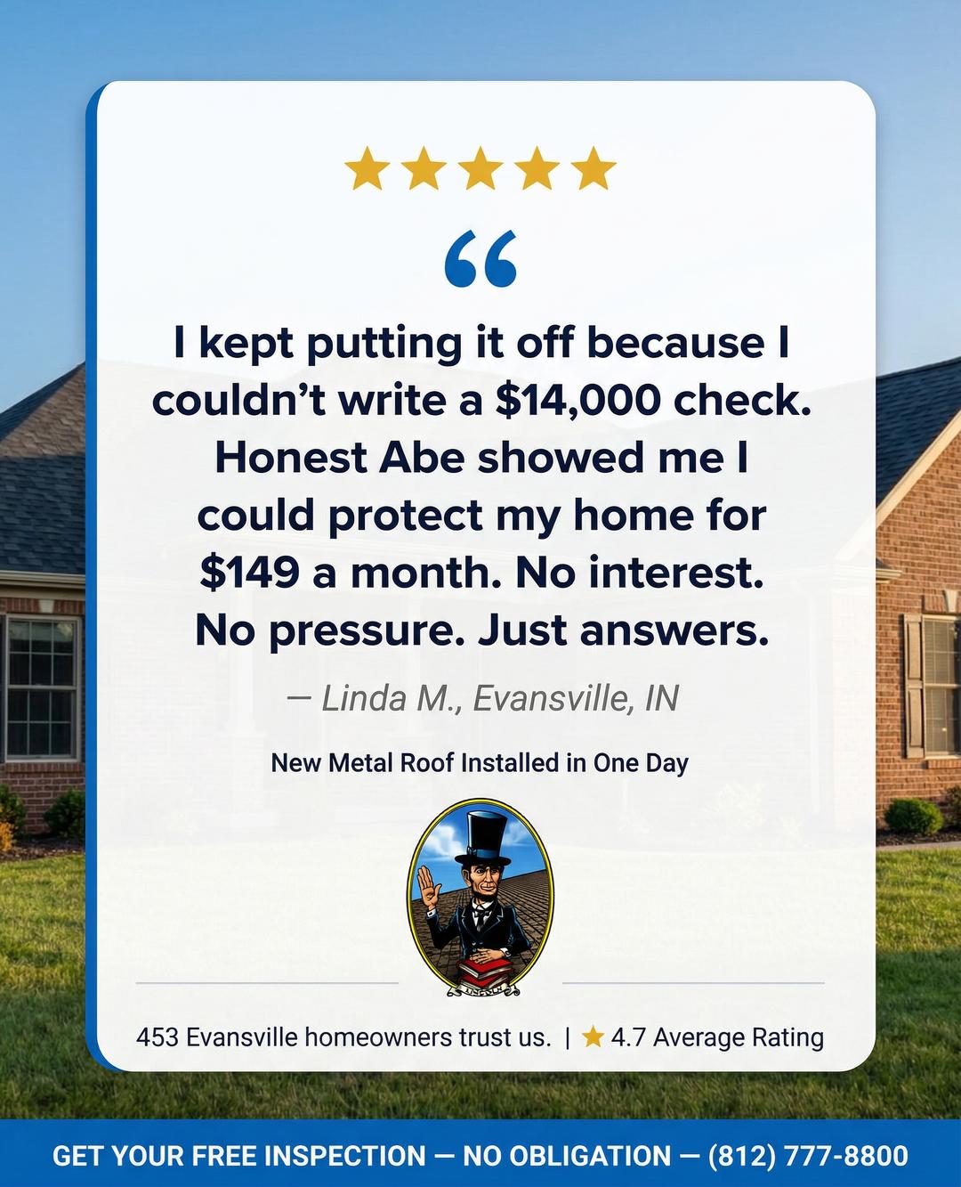 Honest Abe Roofing Evansville Facebook ad