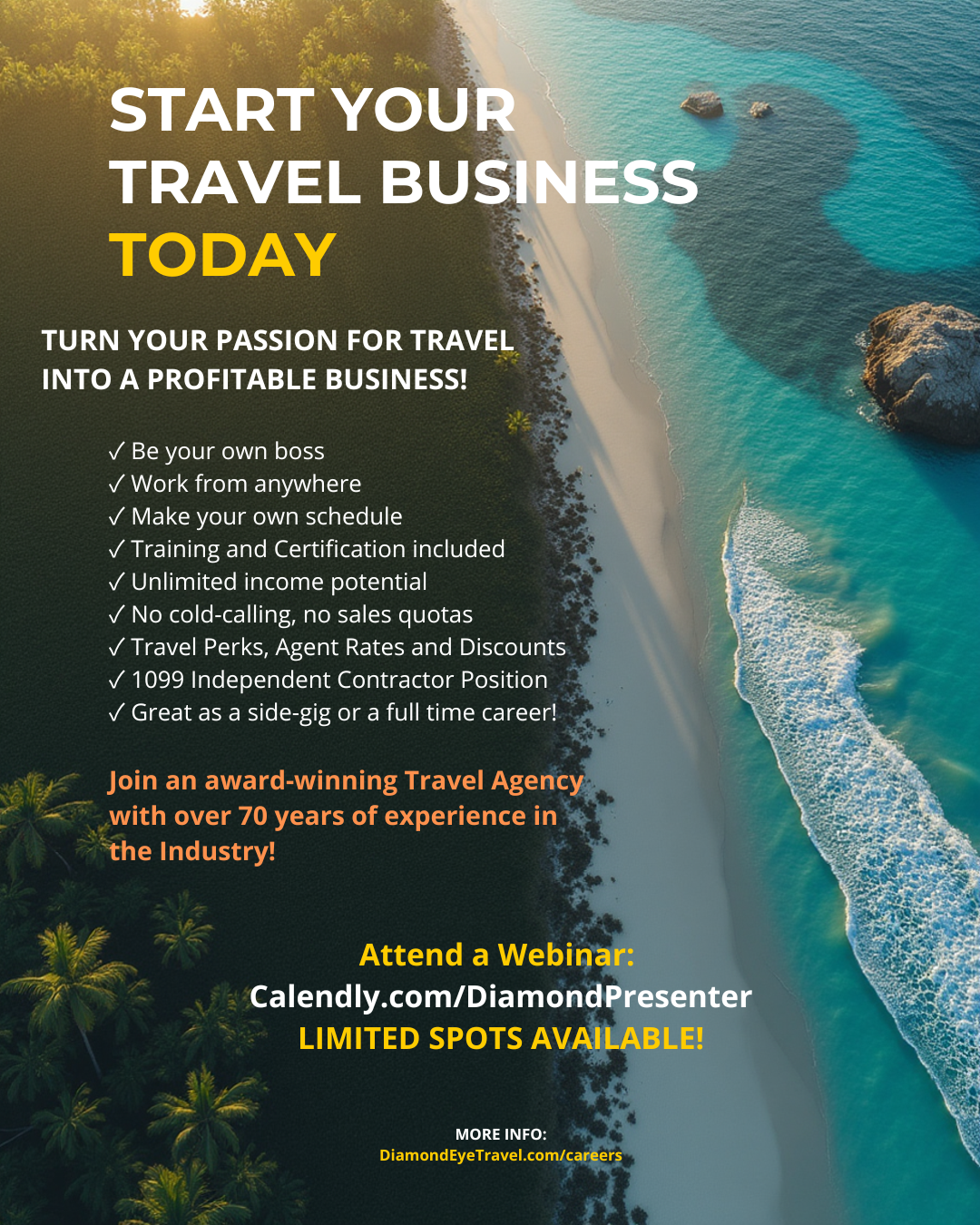Diamond Eye Travel Facebook ad: 4 years ago, I decided that I WANTED…