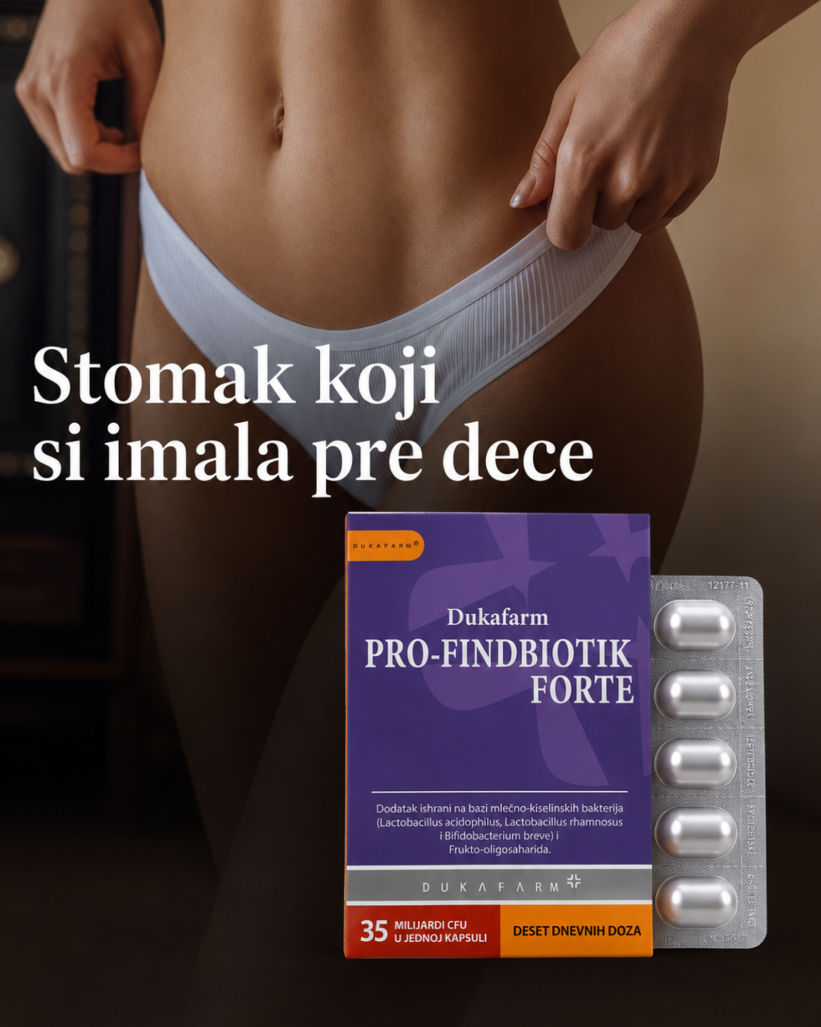 Profindbiotik Forte Dukafarm Facebook ad: Manje porcije nisu dovoljne za ravan stomak