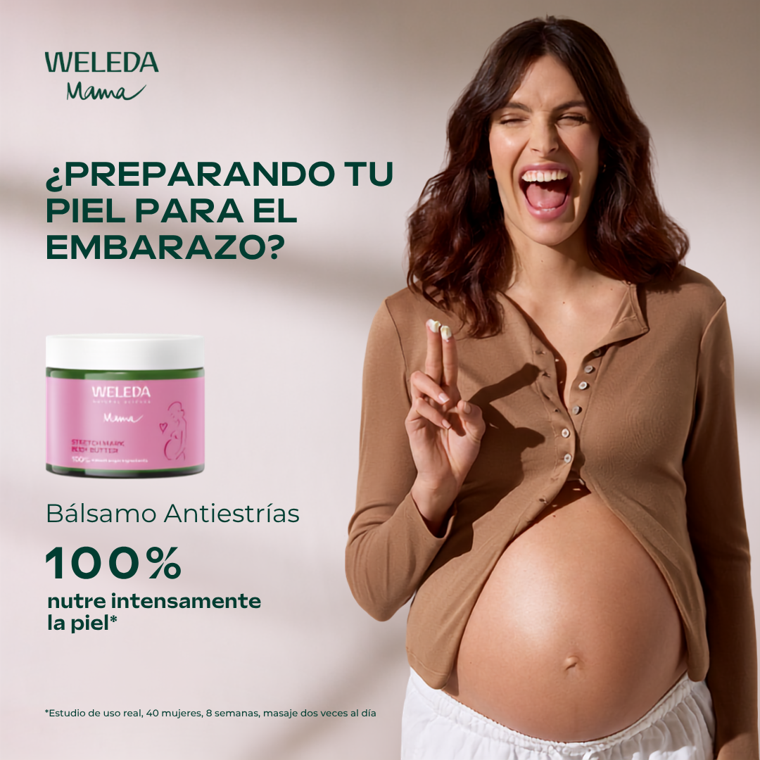 Weleda Facebook ad: Bálsamo Antiestrías para embarazo