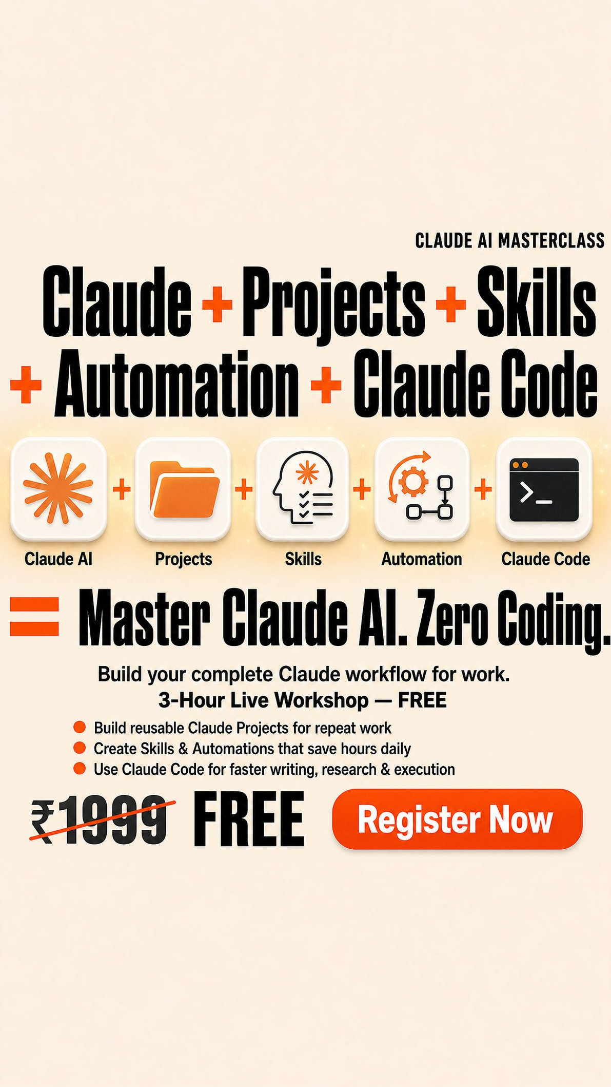The Claude Club Facebook ad: Free 3-Hour Claude Masterclass, For Job Professionals
